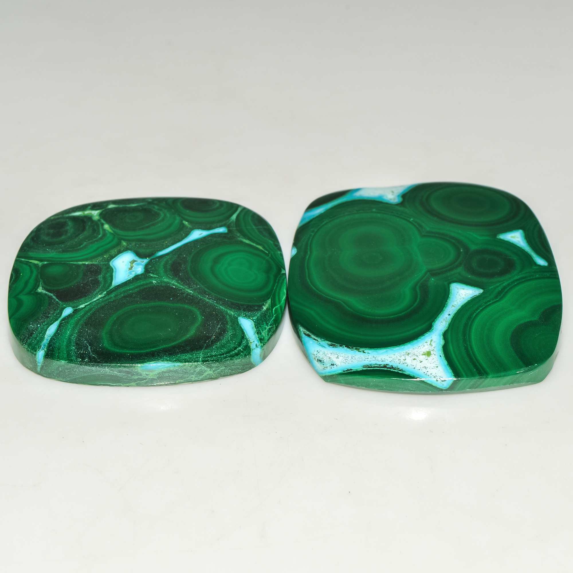 2 Pcs 287 Cts Malachite Gemstone Lot Natural Crystal For Healing and Reiki 50x35 44x34mm 18091