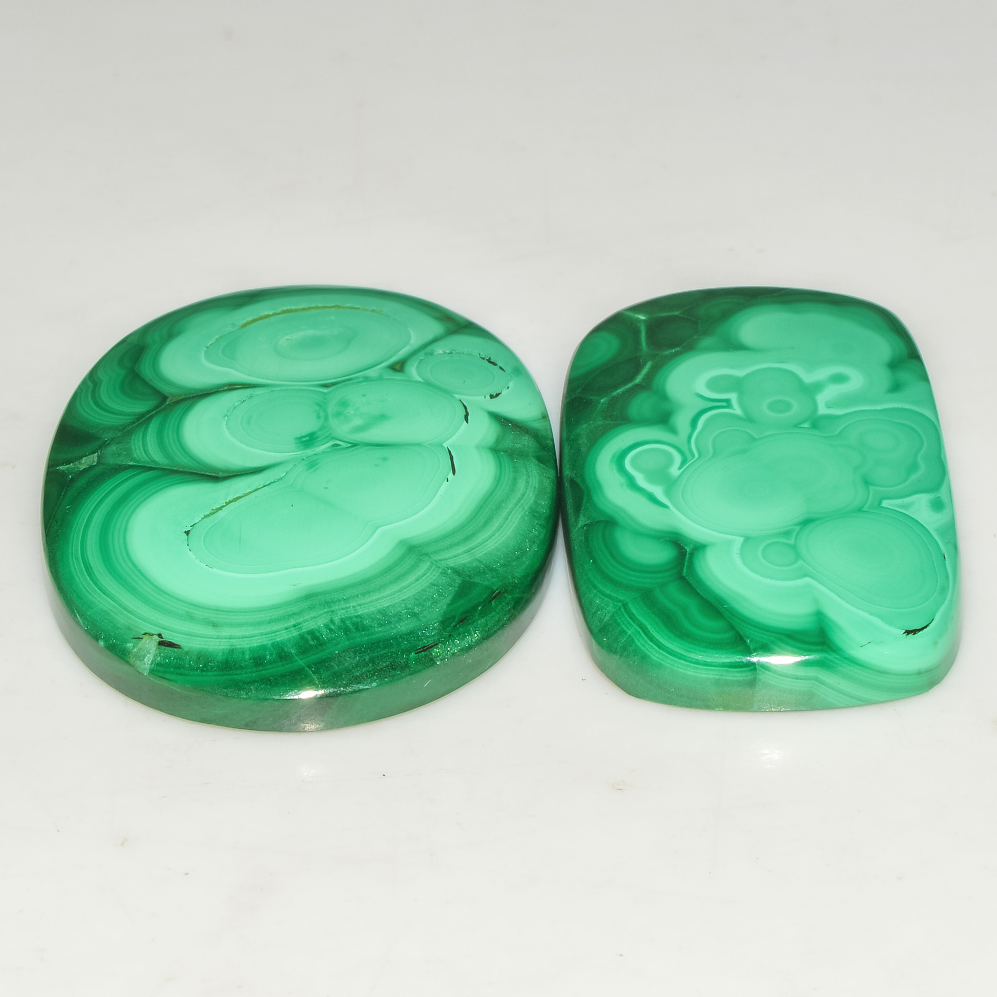 2 Pcs 153 Cts Malachite Gemstone Lot Natural Crystal For Healing and Reiki 40x26 38x20mm 18093