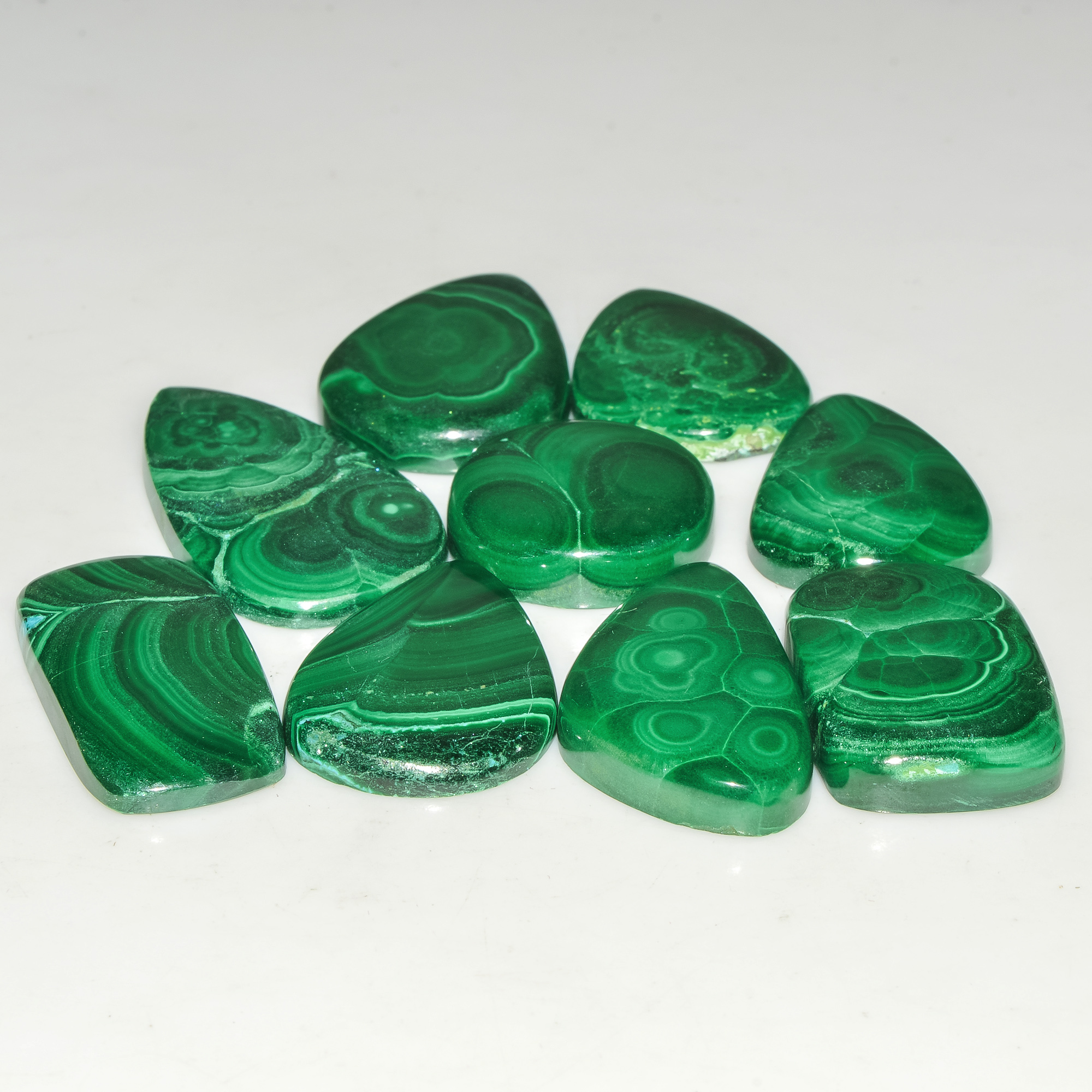 9 Pcs 264 Cts Malachite Gemstone Lot Natural Crystal For Healing and Reiki 35x18 19x19mm 18098