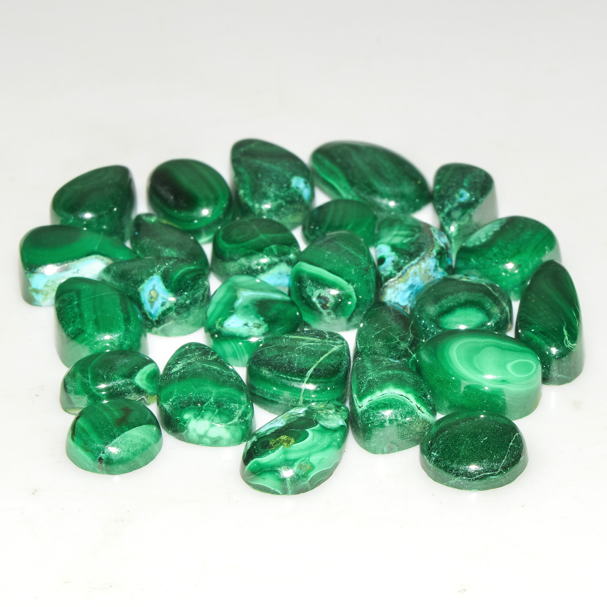 26 Pcs 108 Cts Malachite Gemstone Lot Natural Crystal For Healing and Reiki 15x9 5x5mm 18104