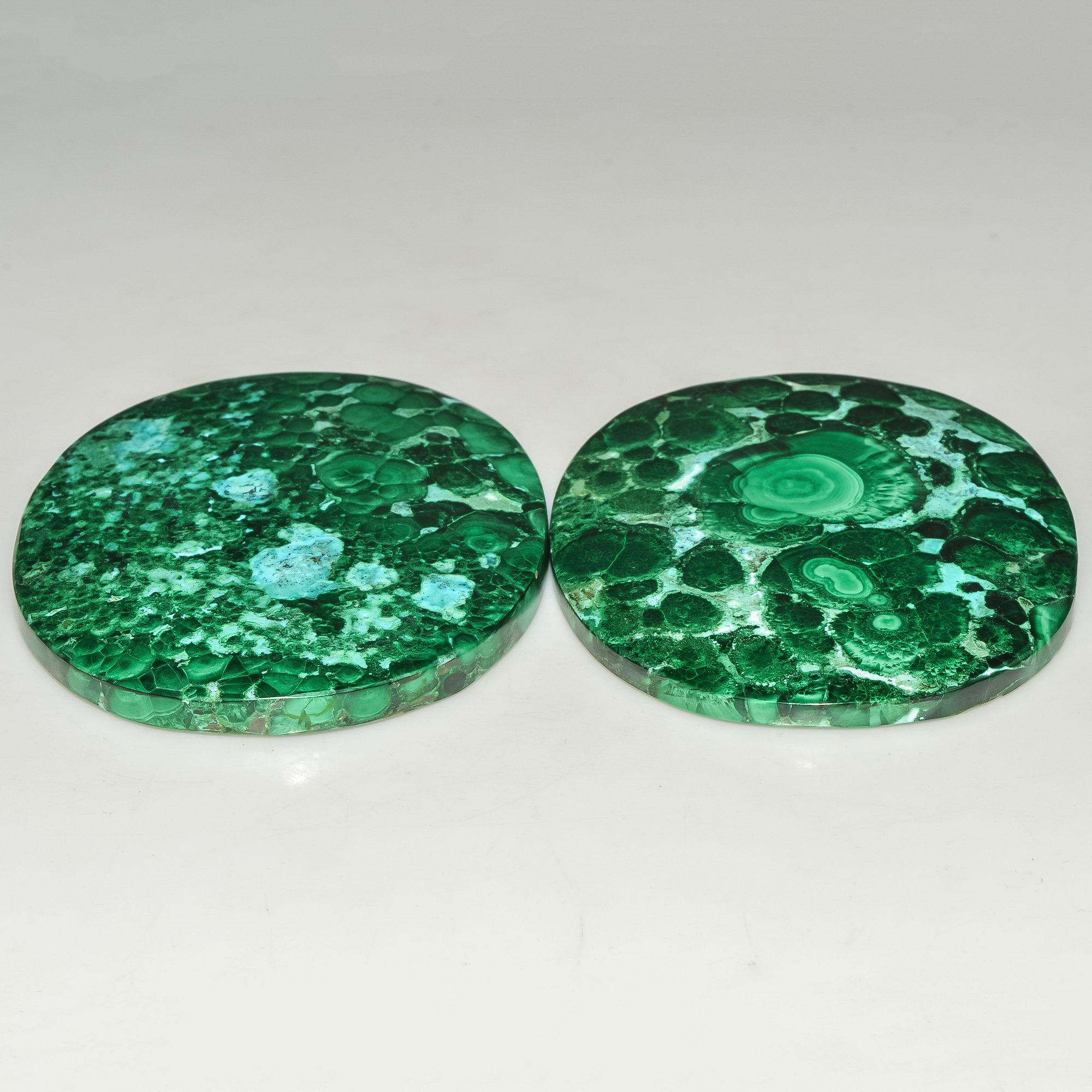 2 Pcs 447 Cts Green Malachite AAA Quality Natural Gemstone Cabochon Lot For Pendants 60x49 58x48mm 18107