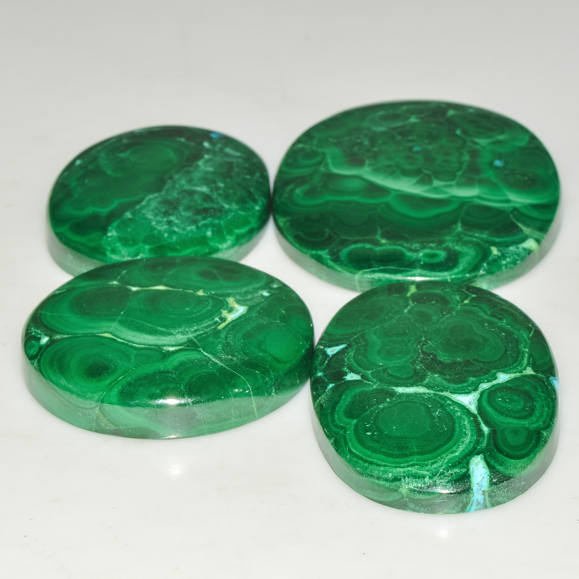 4 Pcs 286 Cts Green Malachite AAA Quality Natural Gemstone Cabochon Lot For Pendants 40x30 28x28mm 18119
