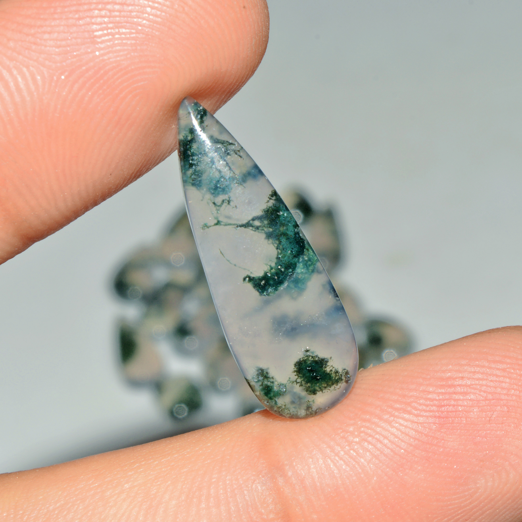 20 Pcs 106 Cts Natural Green Moss Agate Cabochon Loose Gemstone Lot For Jewelry 26x9 9x9mm 18130