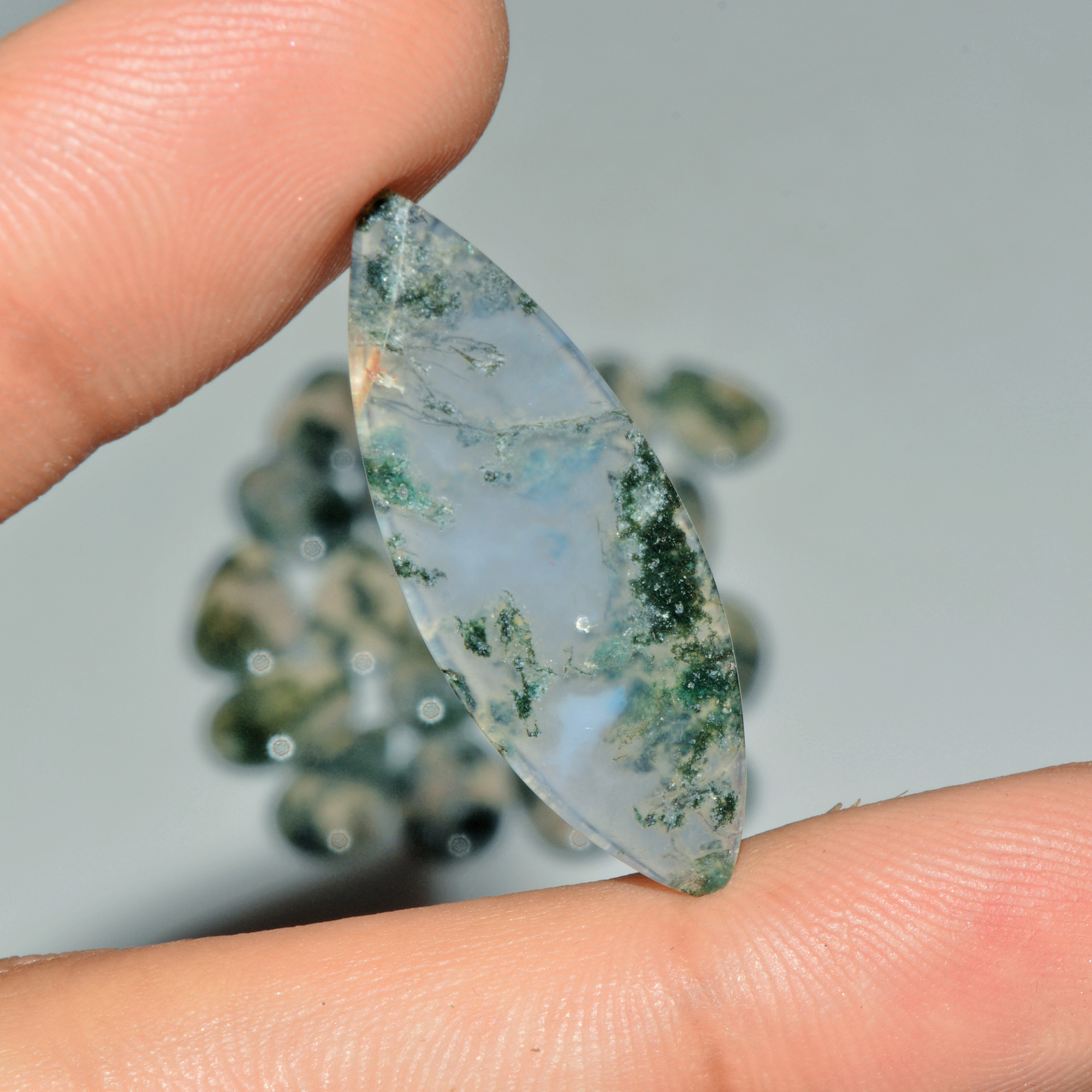 20 Pcs 150 Cts Natural Green Moss Agate Cabochon Loose Gemstone Lot For Jewelry 35x12 14x11mm 18133