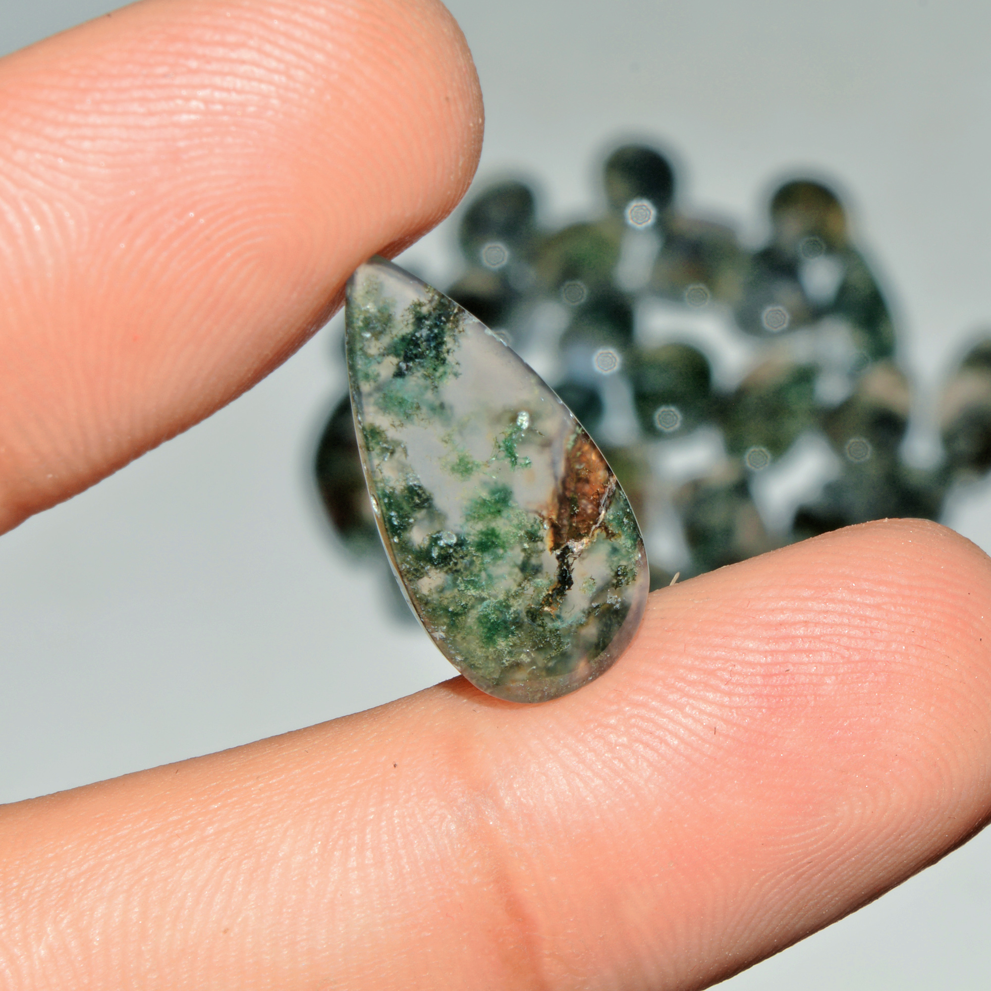 26 Pcs 157 Cts Natural Green Moss Agate Cabochon Loose Gemstone Lot For Jewelry 25X9 11X10mm 18144