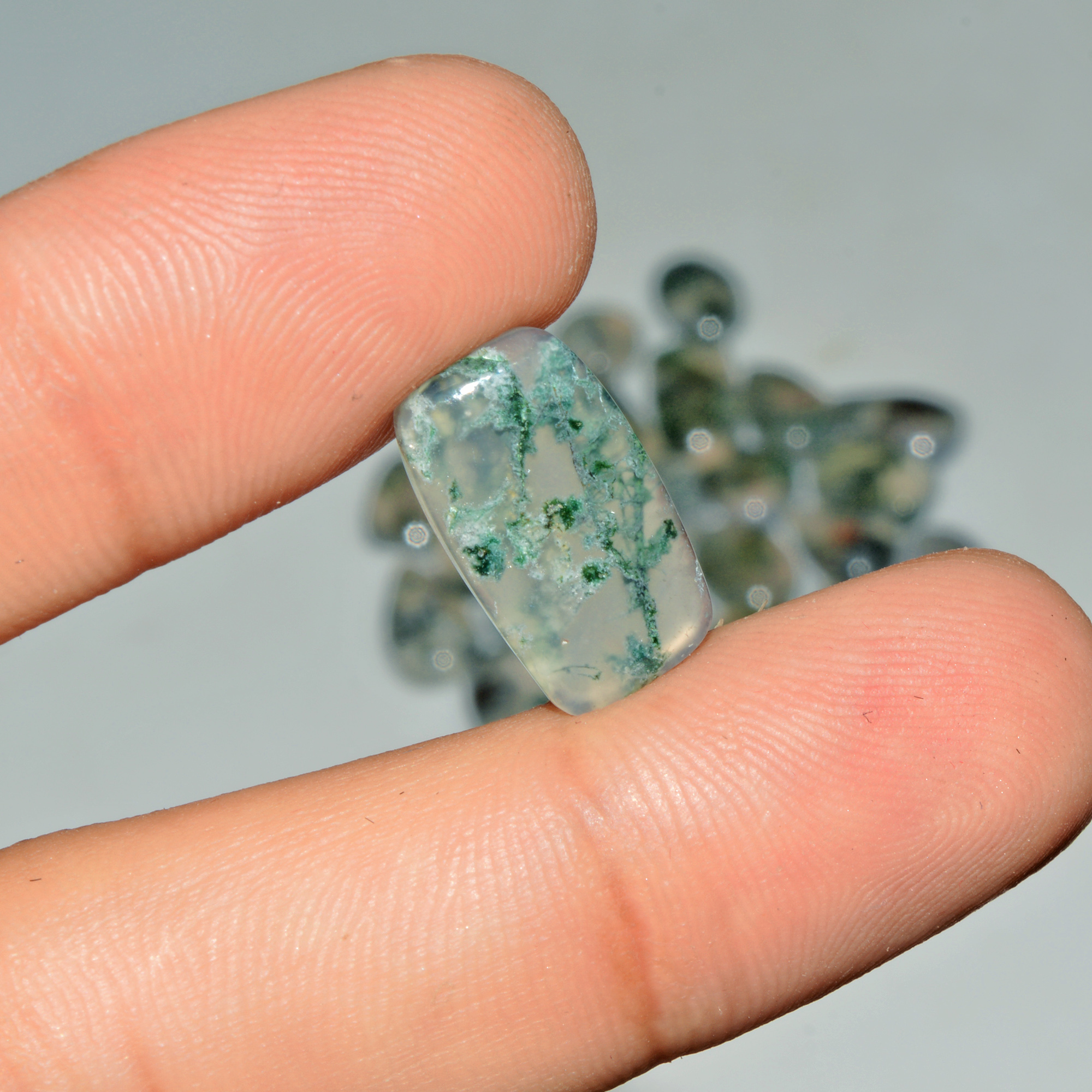 26 Pcs 129 Cts Natural Green Moss Agate Cabochon Loose Gemstone Lot For Jewelry 17X9 8X8mm 18145