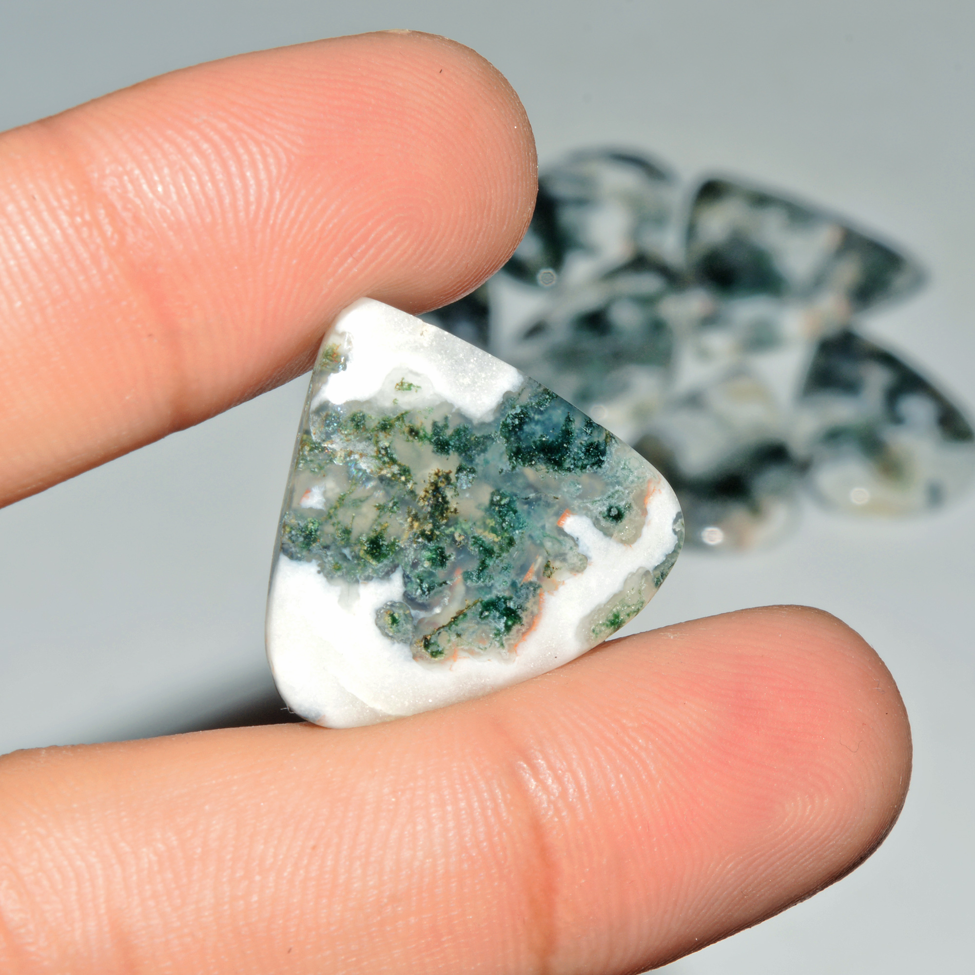 7 Pcs 157 Cts Green Moss Agate Cabochon Loose Gemstone Lot Natural Crystal For Healing and Reiki 32X28 24X22mm 18157