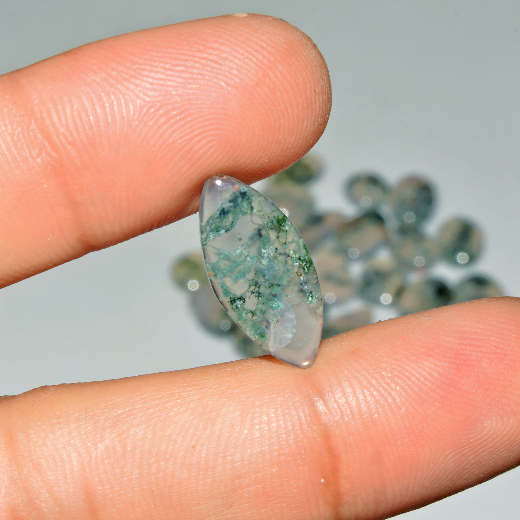 22 Pcs 100 Cts Green Moss Agate Cabochon Loose Gemstone Lot Natural Crystal For Healing and Reiki 19X9 9X8mm 18160