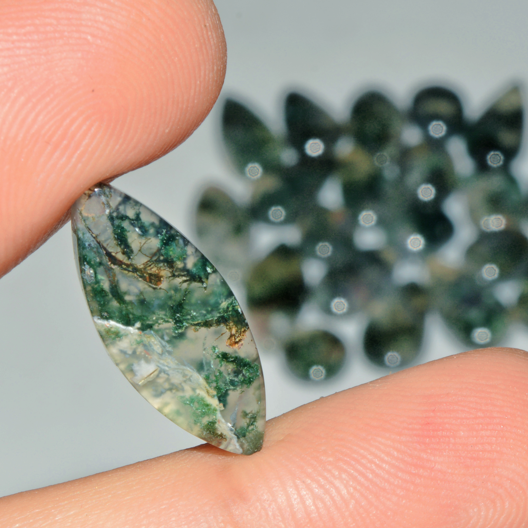 21 Pcs 142 Cts Natural Moss Agate Gemstone Cabochon Lot Semi-Precious Stones For Healing 22x9 11x9mm 18185