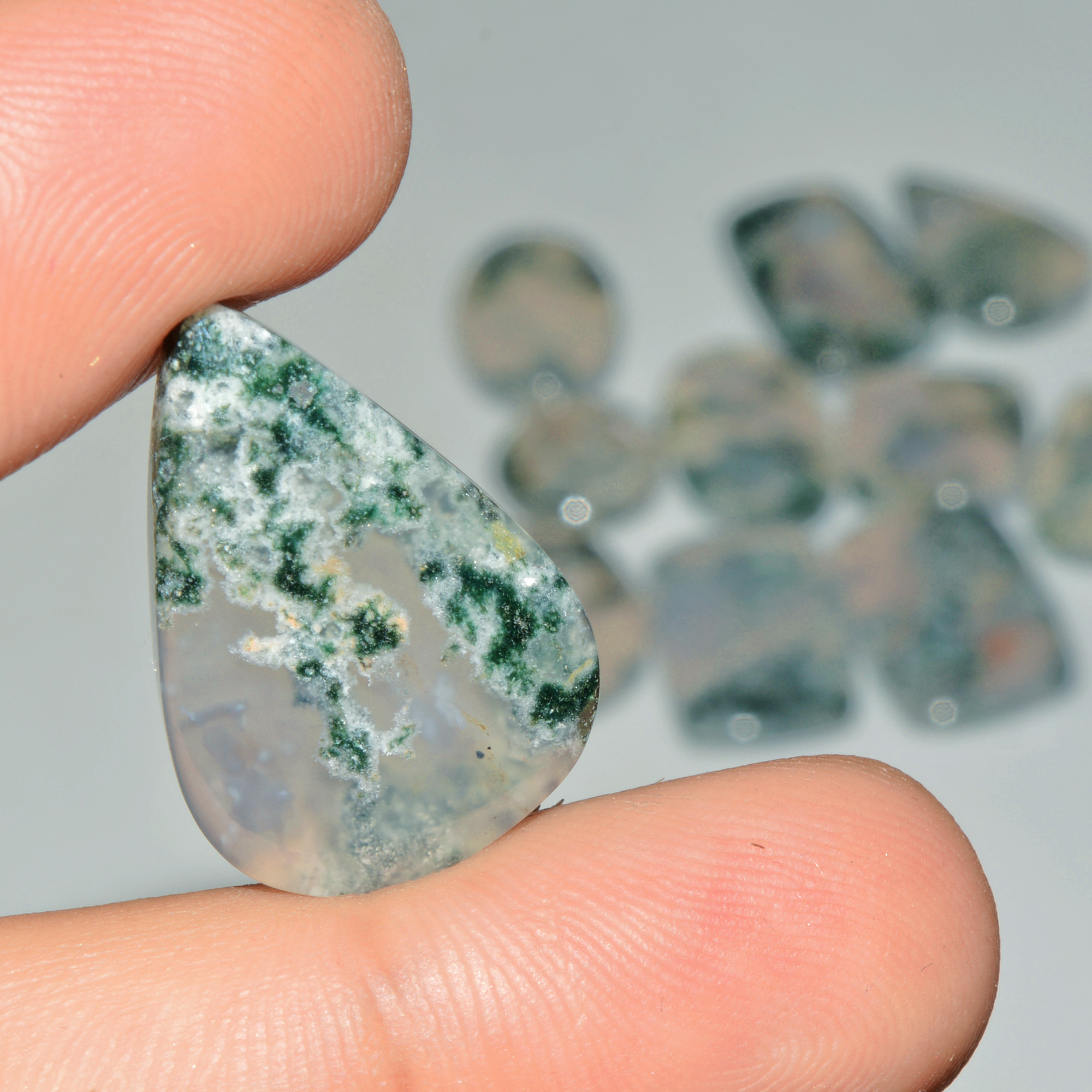 11 Pcs 182 Cts Natural Moss Agate Gemstone Cabochon Lot Green Crystals For Silver Jewelry 26x18 16x16mm 18196