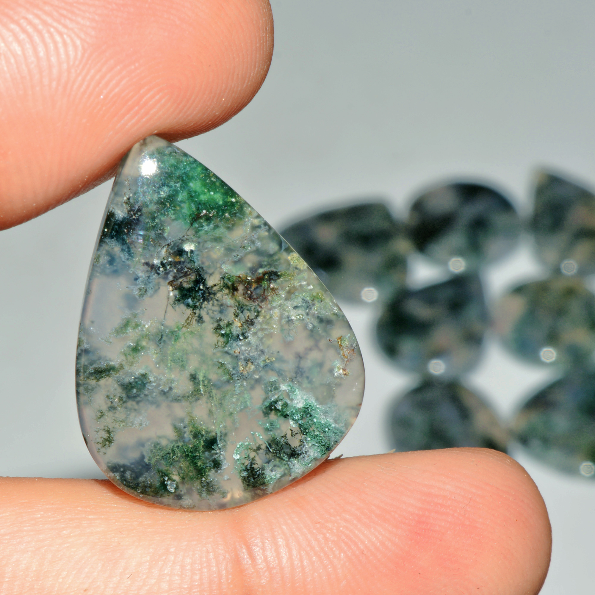 8 Pcs 177 Cts Natural Moss Agate Gemstone Cabochon Lot Green Crystals For Silver Jewelry 28x25 21x21mm 18200