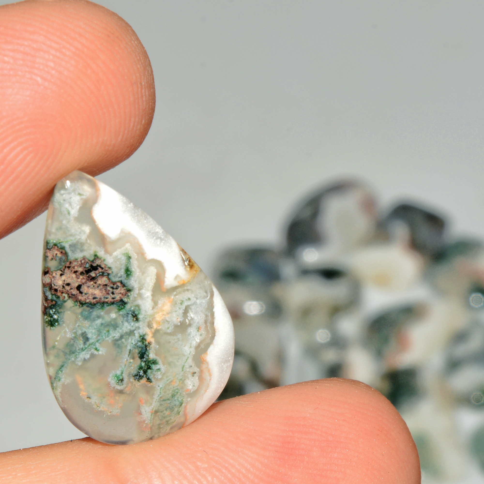 13 Pcs 146 Cts Natural Moss Agate Gemstone Cabochon Lot Green Crystals For Silver Jewelry 23x1013x12mm 18211