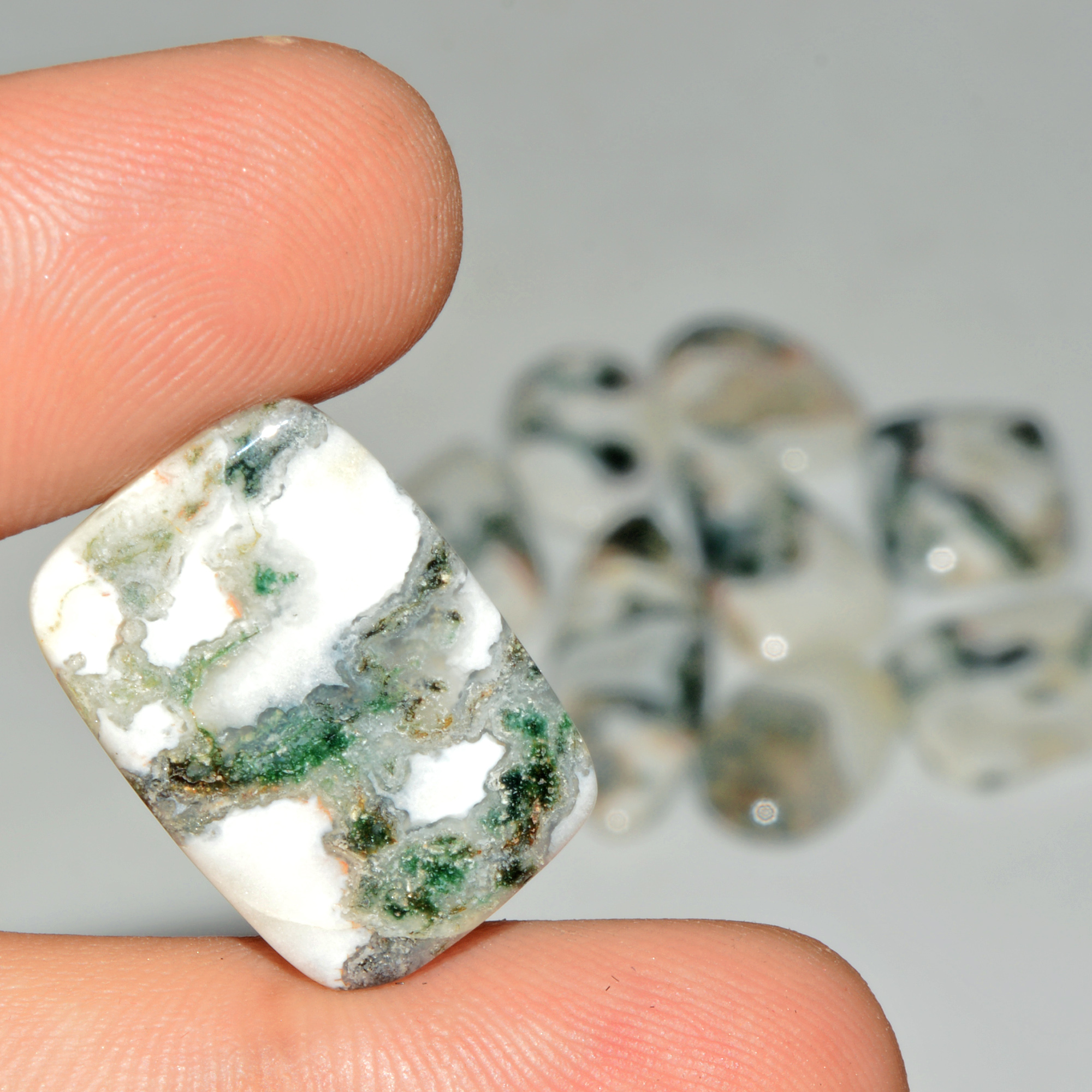 9 Pcs 136 Cts Natural Semi-Precious Gemstone Green Moss Agate Mixed Shapes 35x13 20x14mm 18224