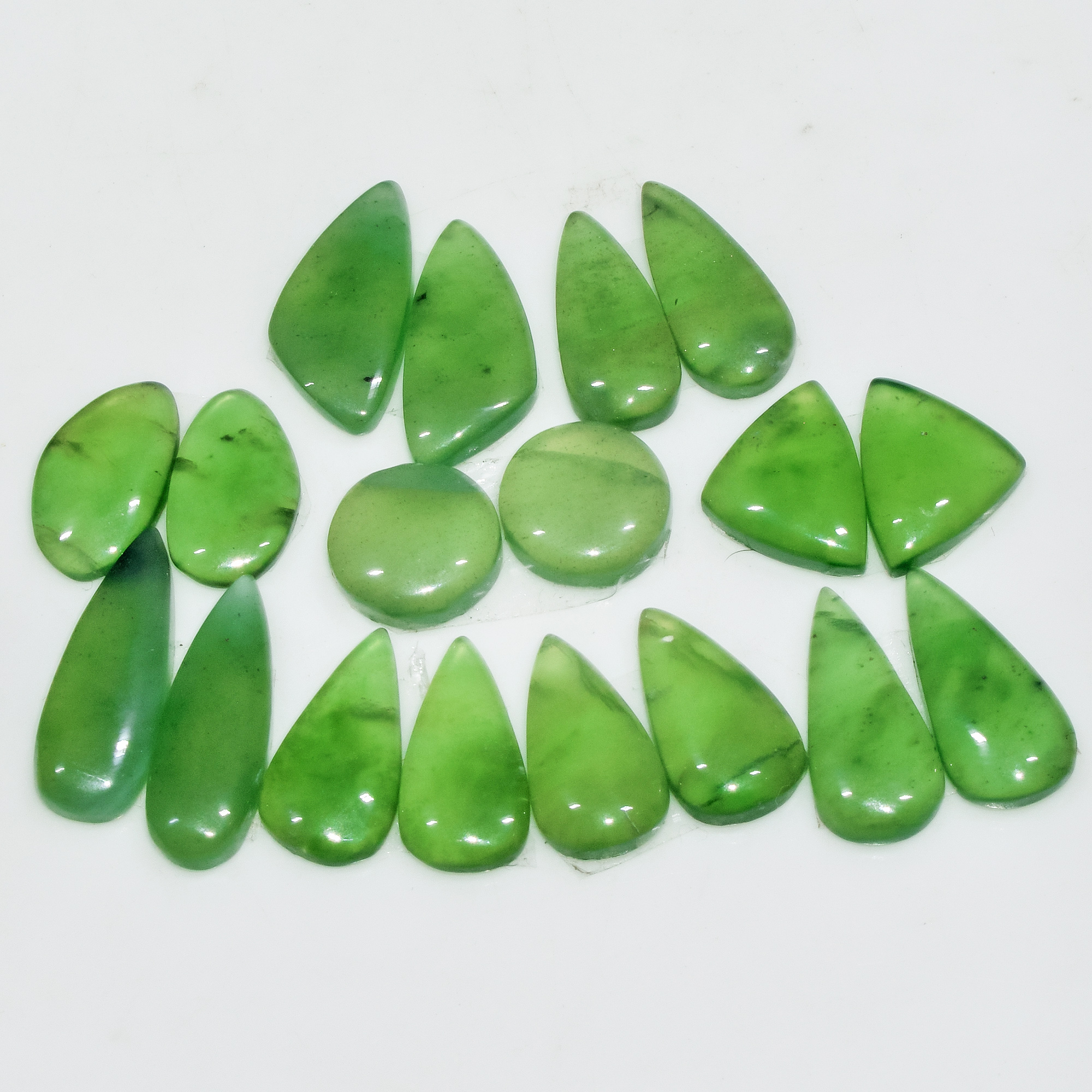 9 Pairs 81 Cts Natural Green Serpentine Loose Cabochon Gemstone Lot 19x5 10x10mm 18238