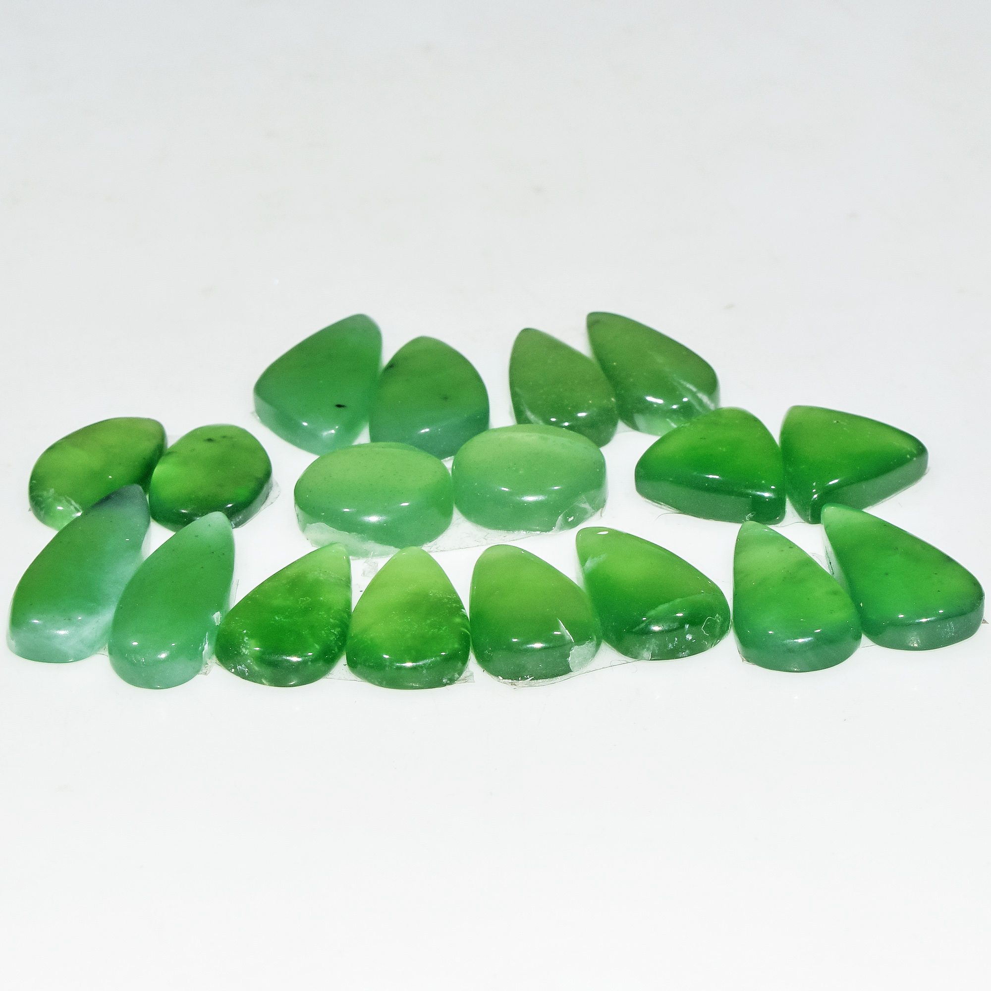 9 Pairs 81 Cts Natural Green Serpentine Loose Cabochon Gemstone Lot 19x5 10x10mm 18238