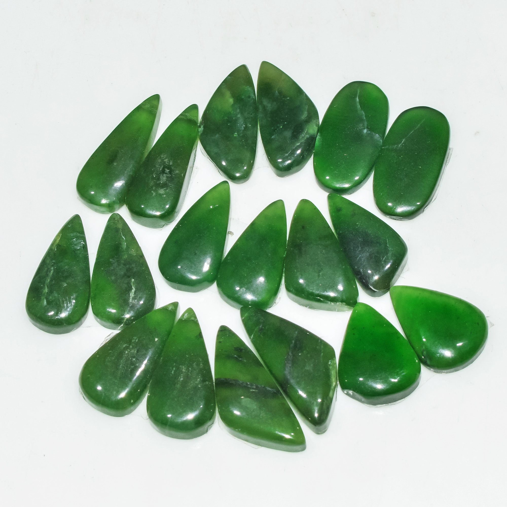 9 Pairs 114 Cts Natural Green Serpentine Loose Cabochon Gemstone Lot 20x8 15x10mm 18239