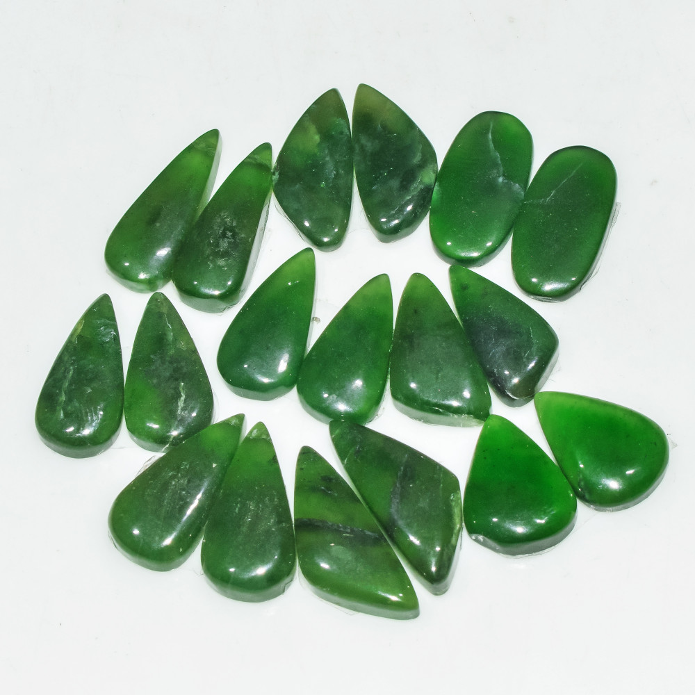 Image of 9 Pairs 114 Cts Natural Green Serpentine Loose Cabochon Gemstone Lot 20x8 15x10mm #18239