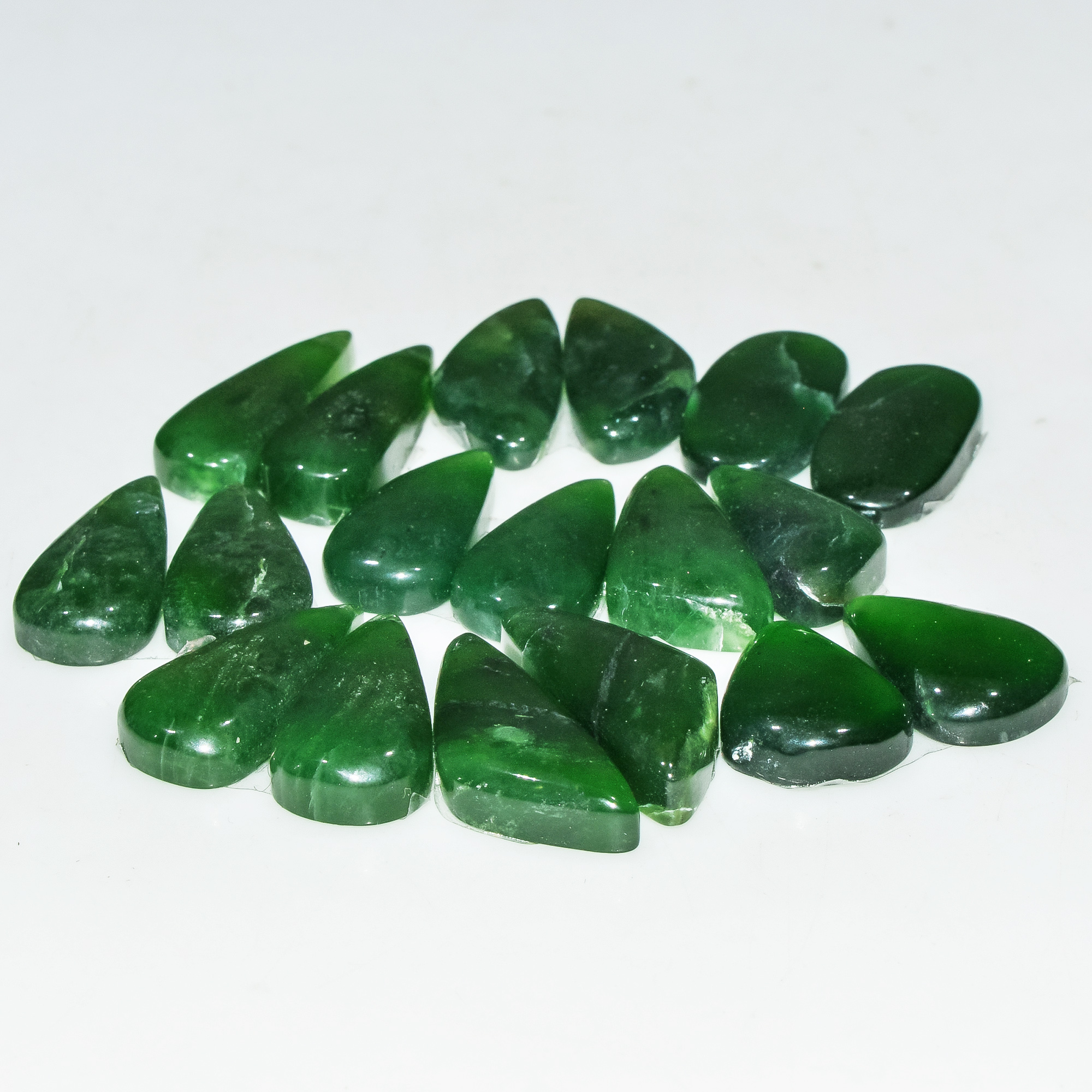 9 Pairs 114 Cts Natural Green Serpentine Loose Cabochon Gemstone Lot 20x8 15x10mm 18239