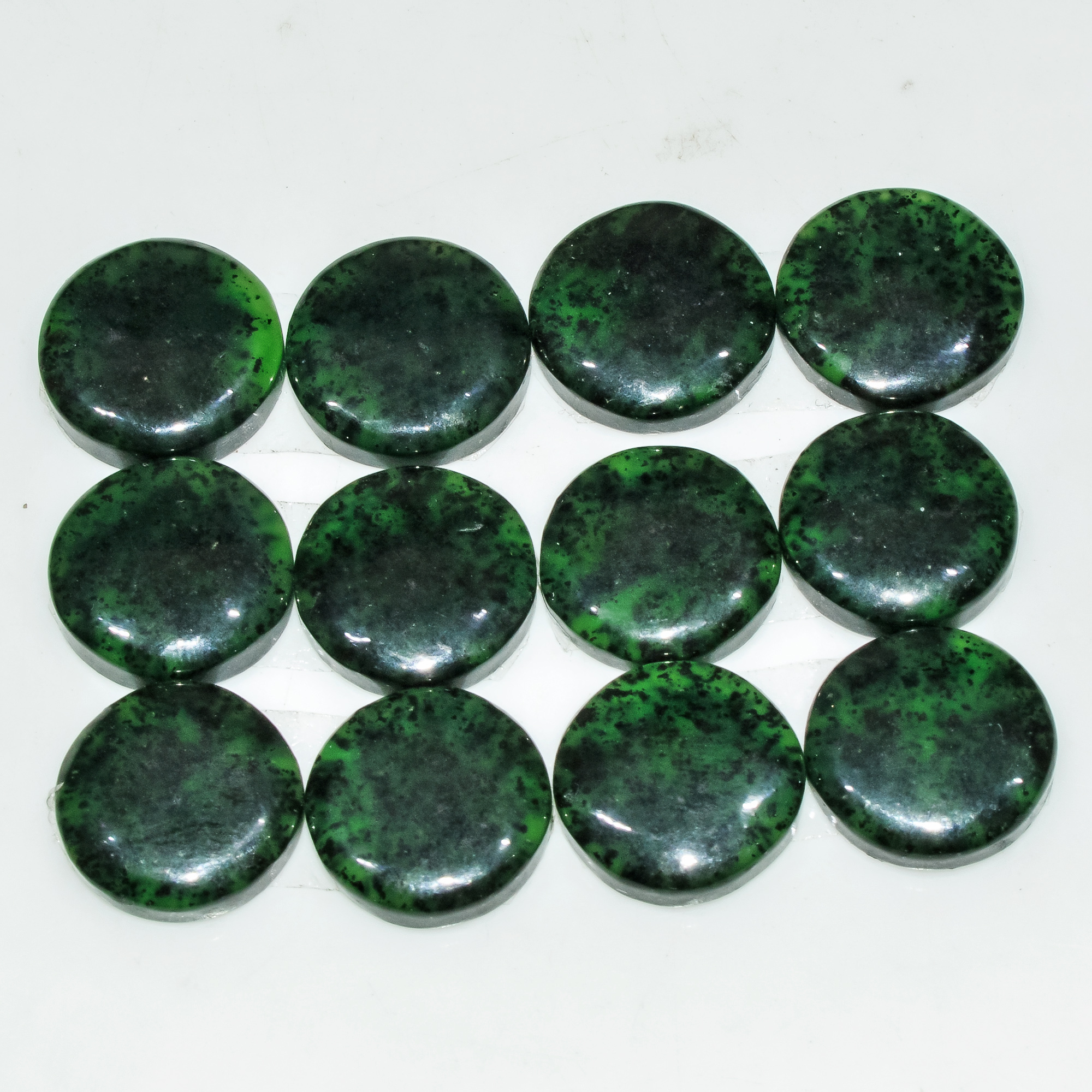 6 Pairs 124 Cts Natural Green Serpentine Loose Cabochon Gemstone Lot 15x15 14x14mm 18240