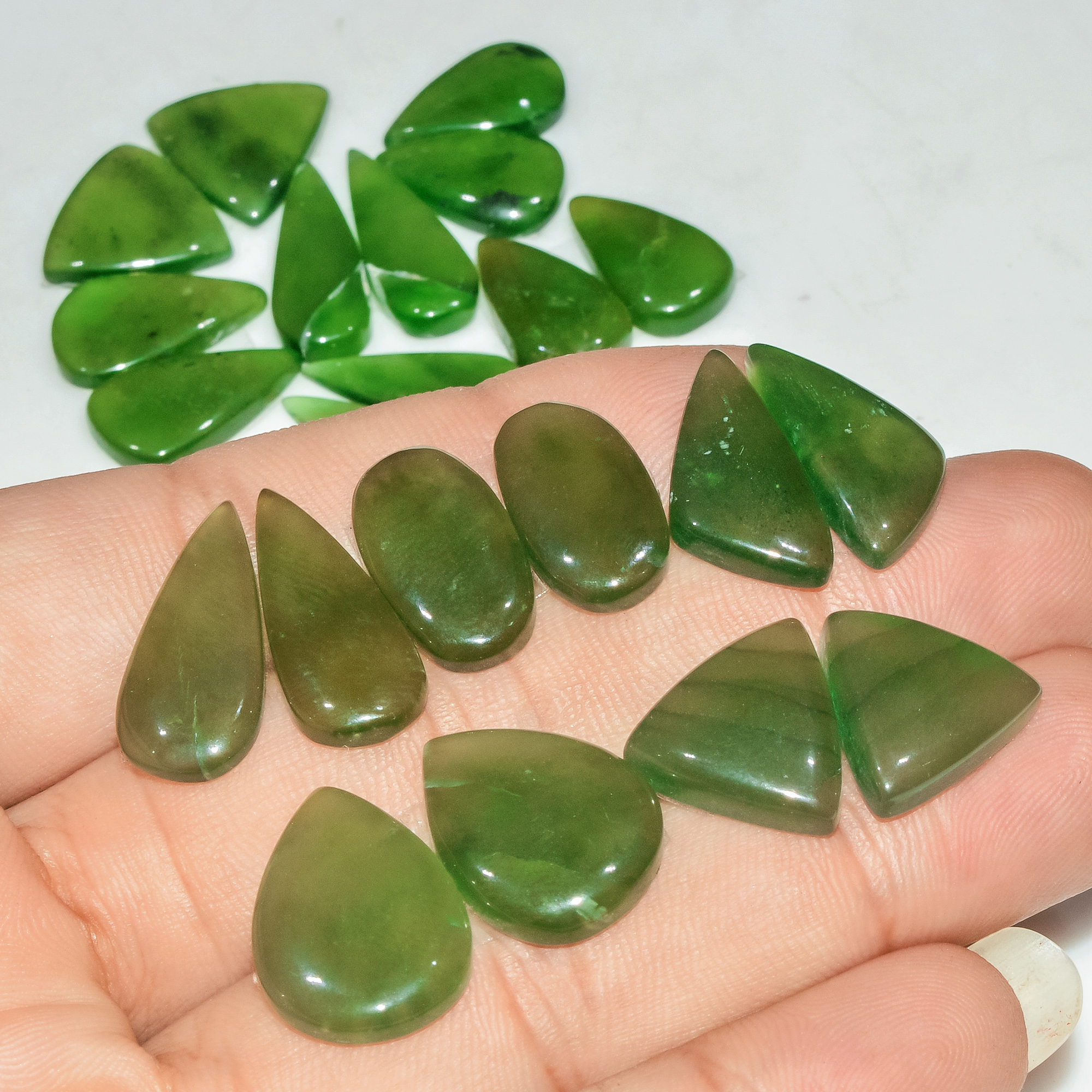 11 Pairs 134 Cts Natural Green Serpentine Loose Cabochon Gemstone Lot 20x9 15x14mm 18241