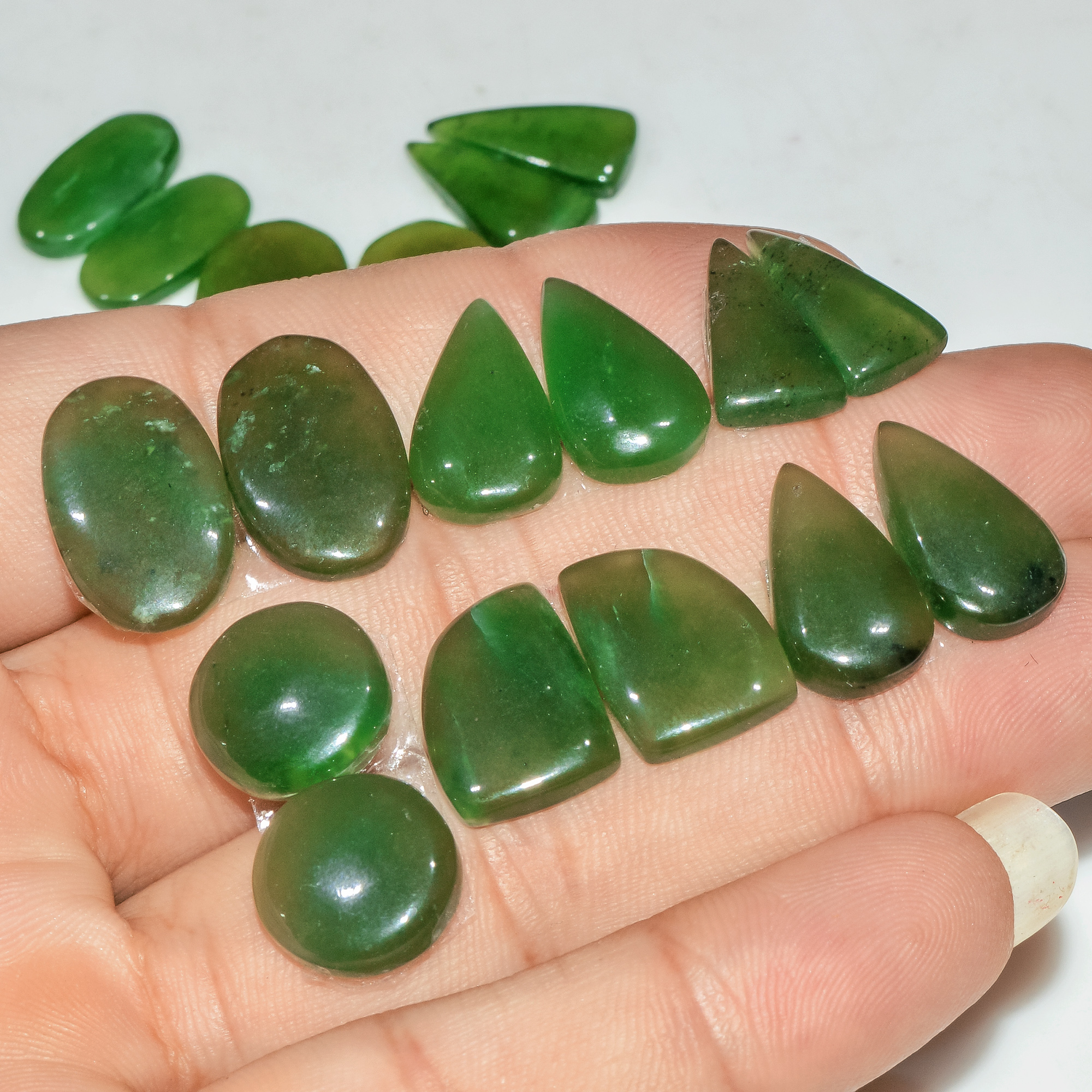 9 Pairs 103 Cts Natural Green Serpentine Loose Cabochon Gemstone Lot 17x10 11x11mm 18242
