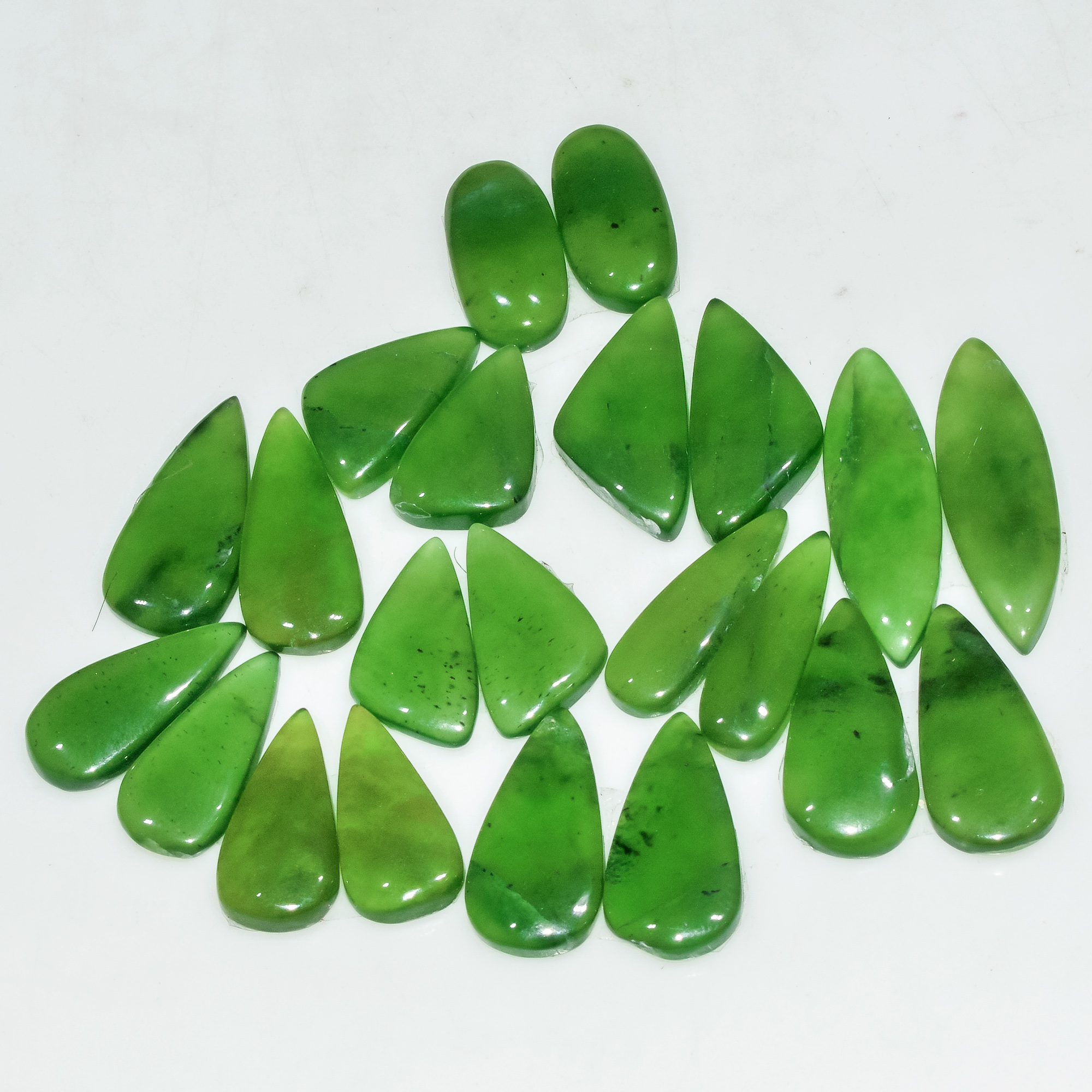 11 Pairs 120 Cts Natural Green Serpentine Loose Cabochon Gemstone Lot 26x8 15x9mm 18244