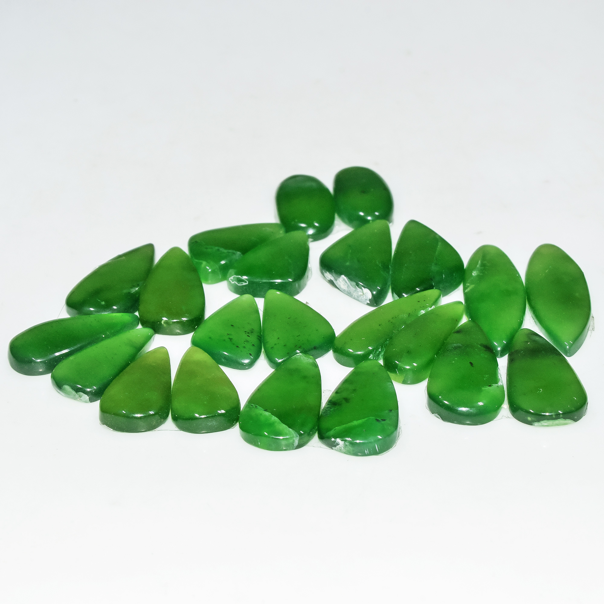 11 Pairs 120 Cts Natural Green Serpentine Loose Cabochon Gemstone Lot 26x8 15x9mm 18244