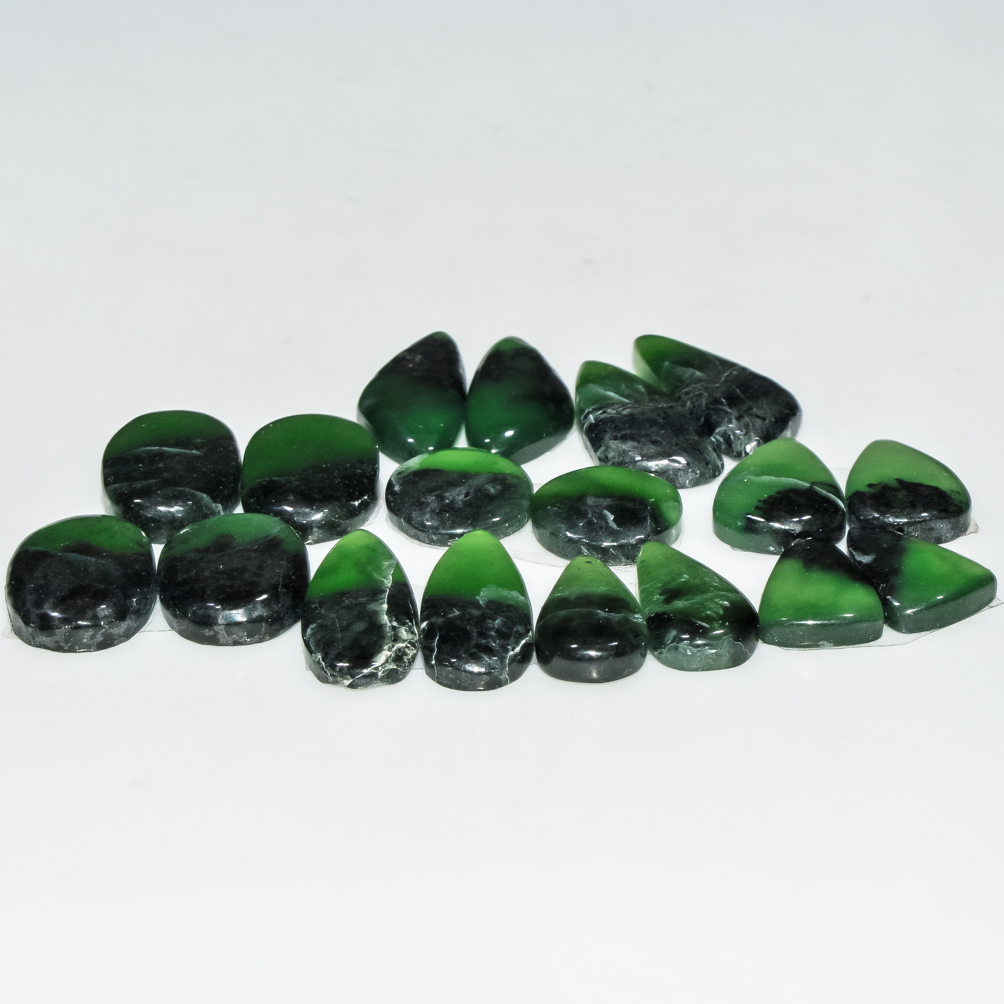 9 Pairs 113 Cts Natural Green Serpentine Loose Cabochon Gemstone Lot 20x9 10x10mm 18247