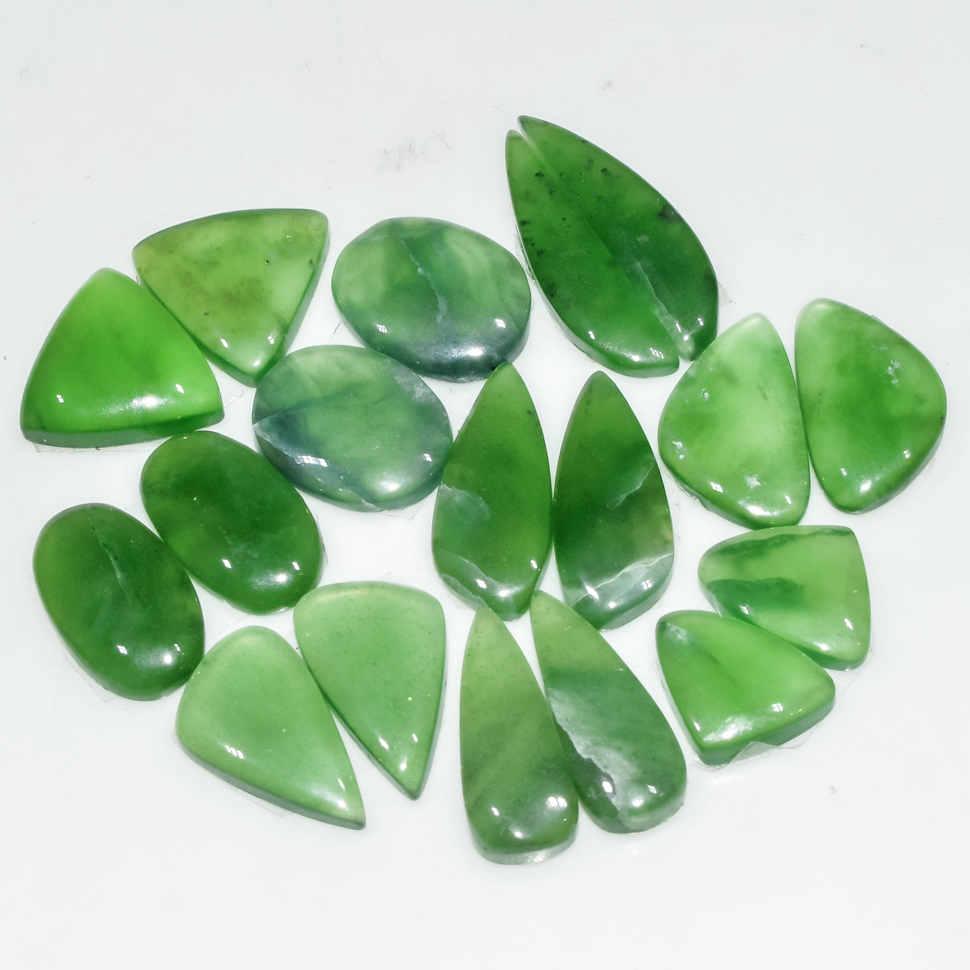 9 Pairs 87 Cts Natural Green Serpentine Loose Cabochon Gemstone Lot 21x5 12x8mm 18248