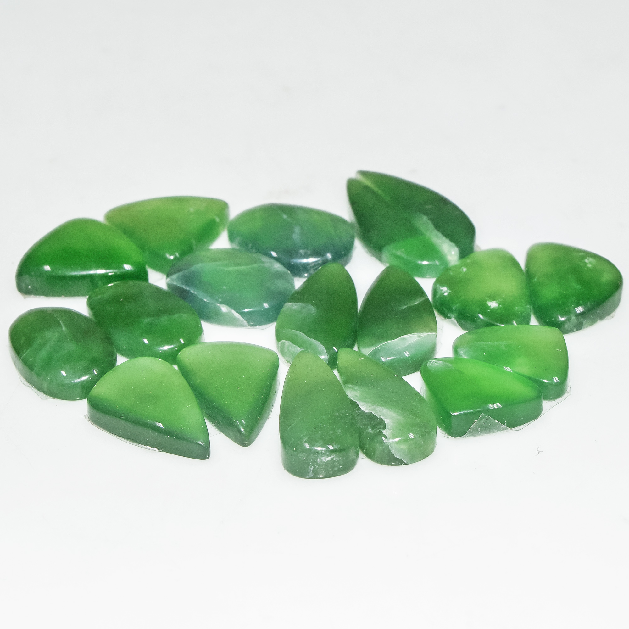 9 Pairs 87 Cts Natural Green Serpentine Loose Cabochon Gemstone Lot 21x5 12x8mm 18248