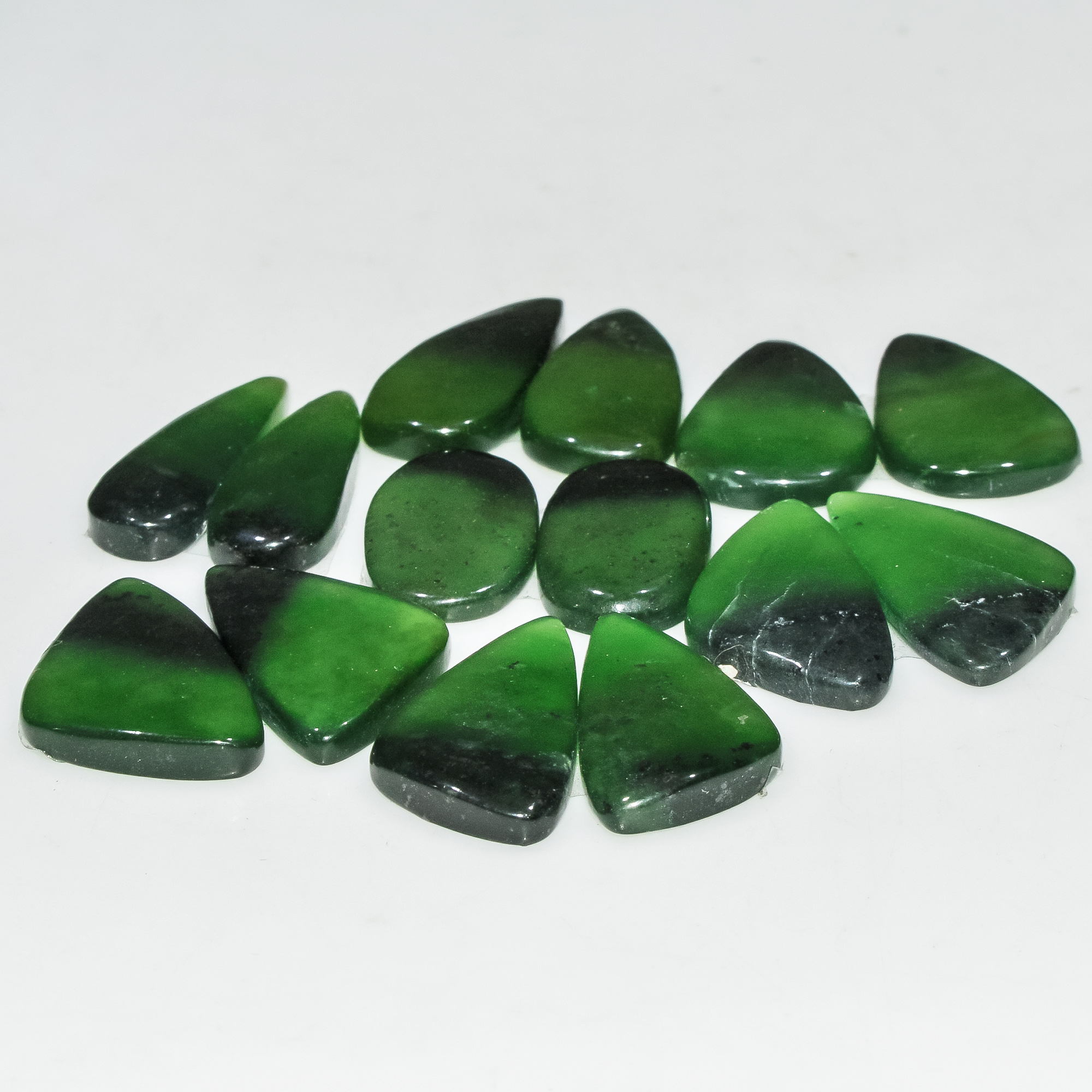 7 Pairs 123 Cts Natural Green Serpentine Loose Cabochon Gemstone Lot 24x11 20x10mm 18249