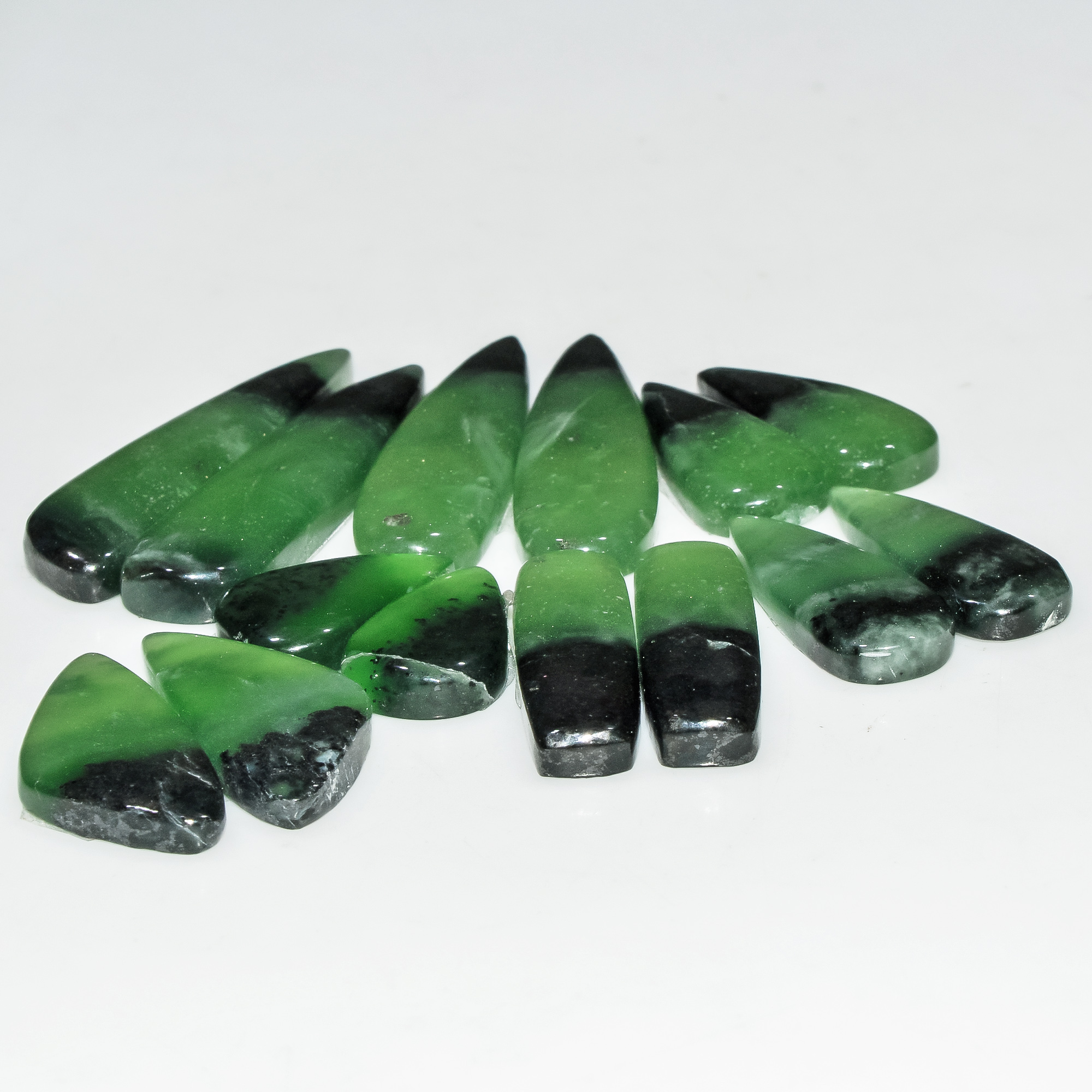 7 Pairs 155 Cts Natural Green Serpentine Loose Cabochon Gemstone Lot 38x8 16x10mm 18250