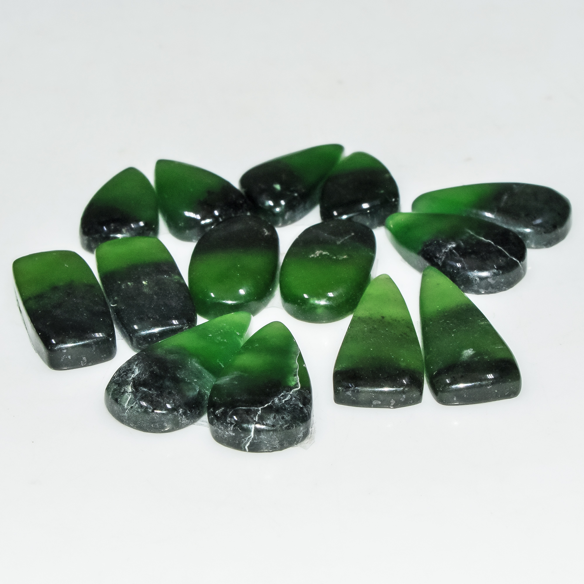 7 Pairs 98 Cts Natural Green Serpentine Loose Cabochon Gemstone Lot 25x8 16x8mm 18251
