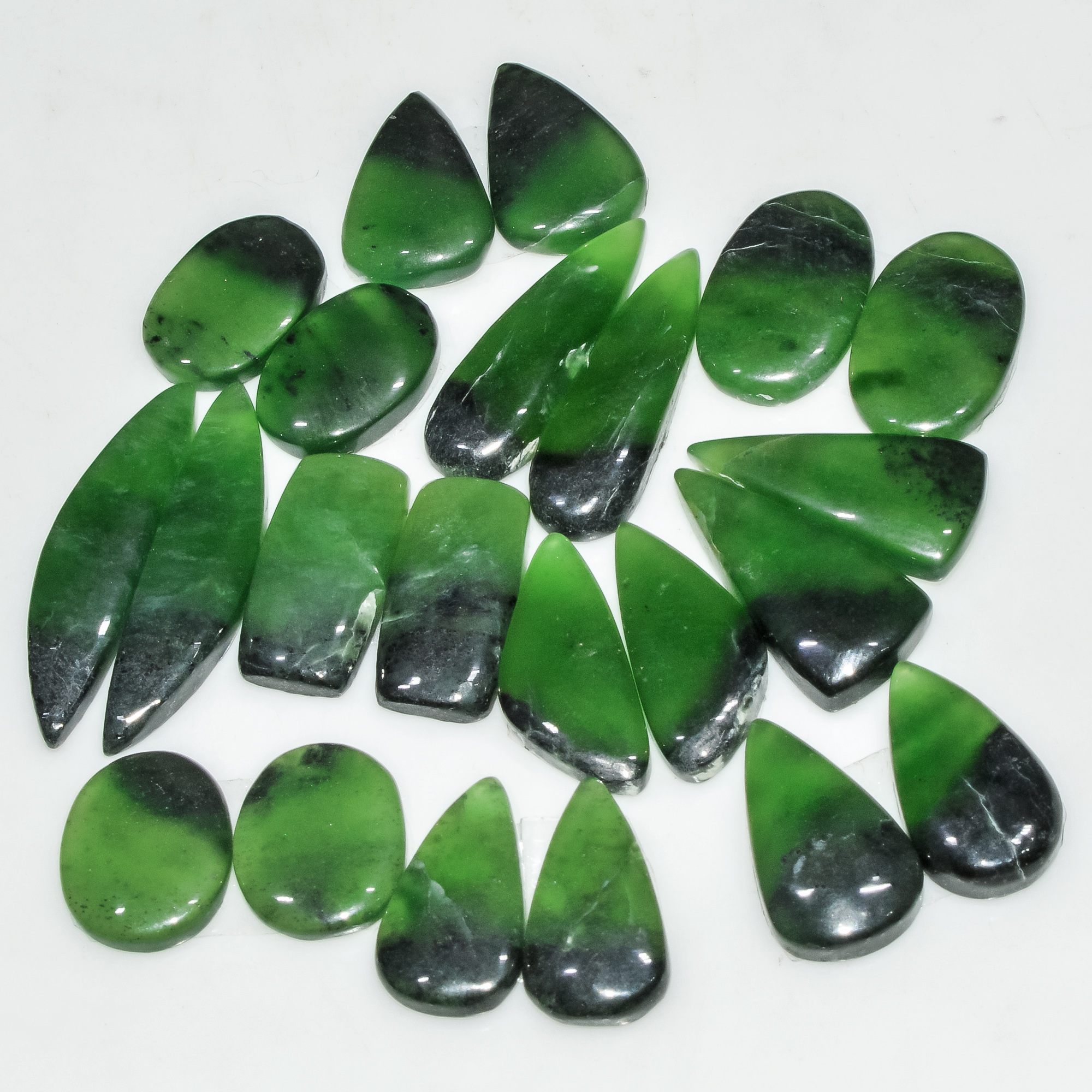 11 Pairs 147 Cts Natural Green Serpentine Loose Cabochon Gemstone Lot 29x5 14x10mm 18252
