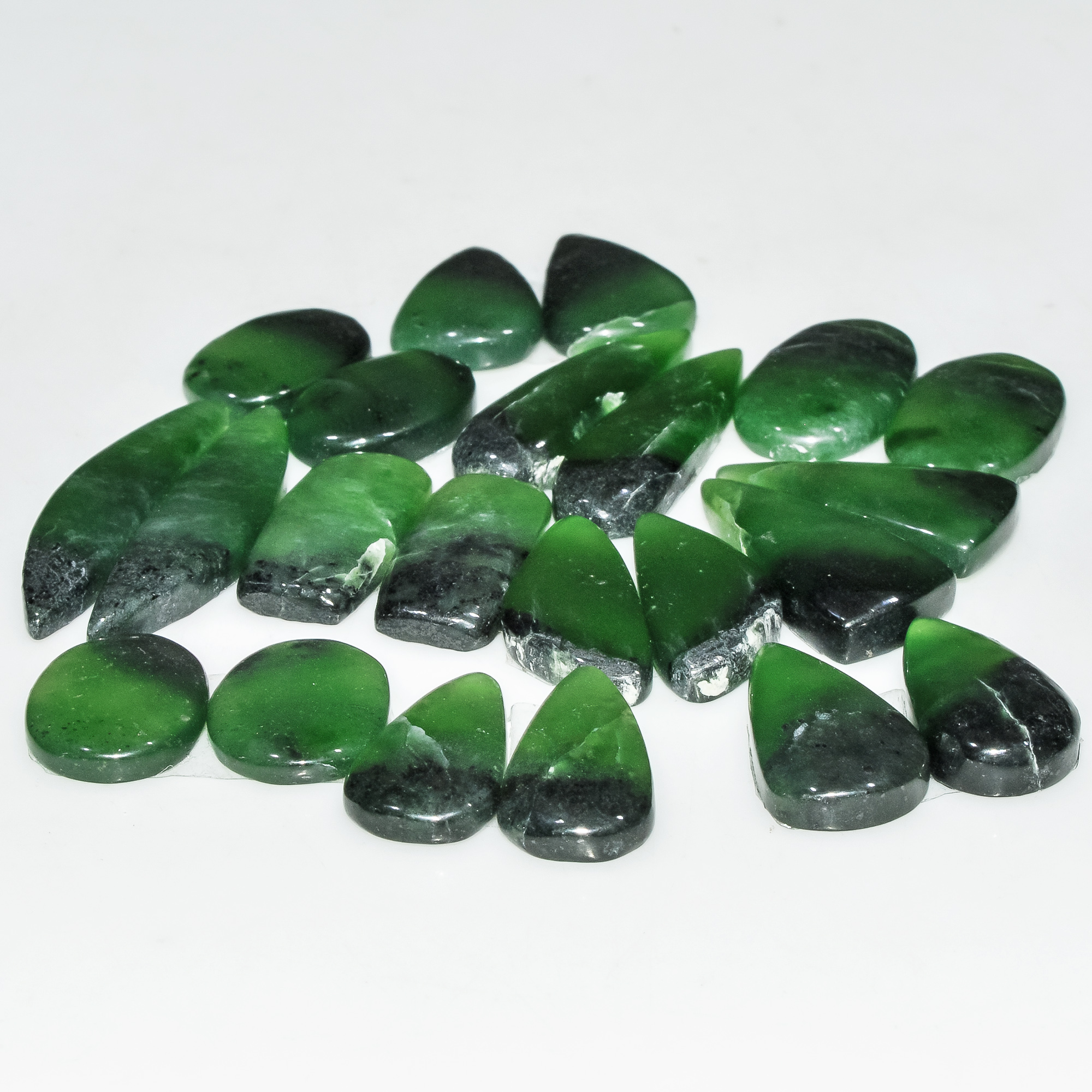 11 Pairs 147 Cts Natural Green Serpentine Loose Cabochon Gemstone Lot 29x5 14x10mm 18252