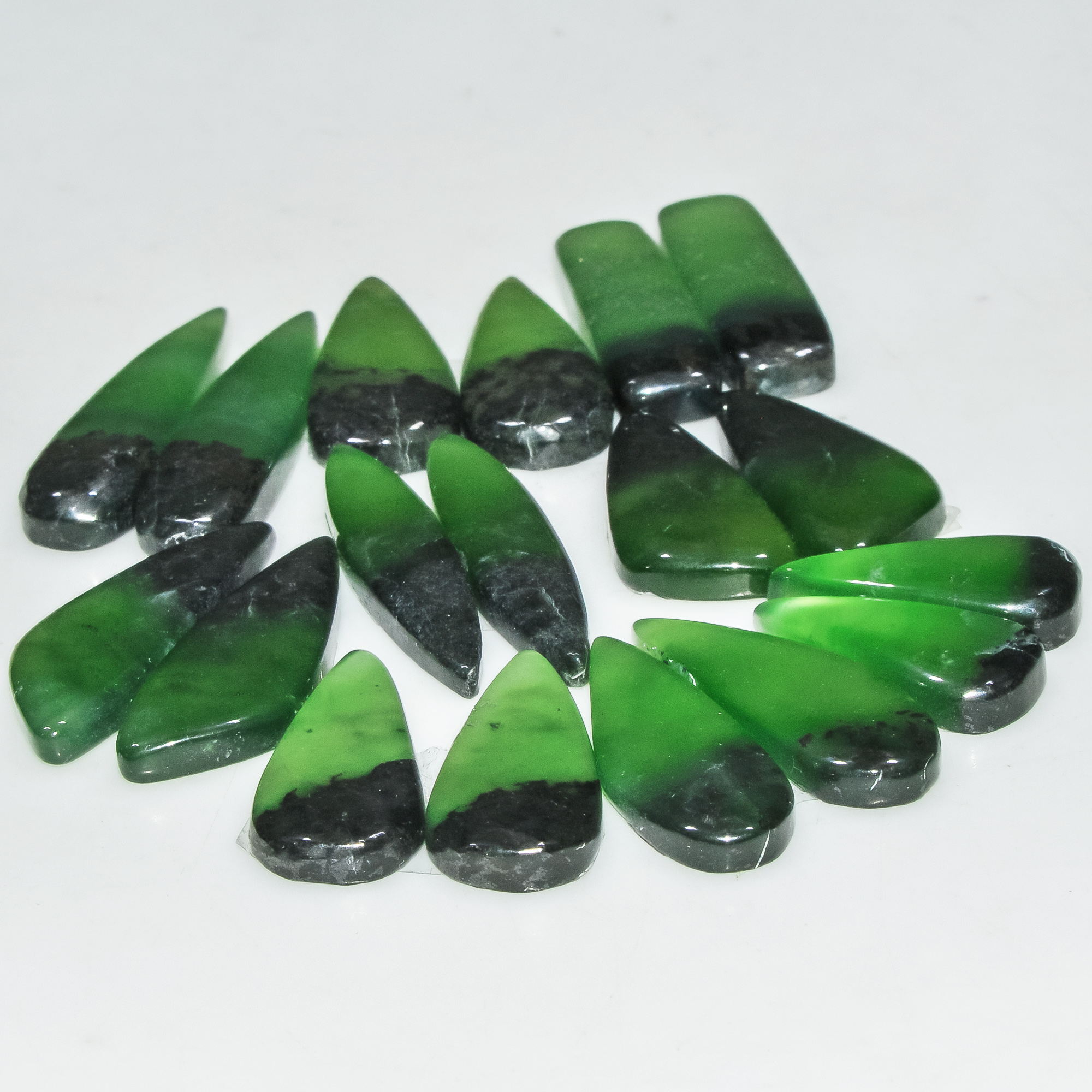 9 Pairs 147 Cts Natural Green Serpentine Loose Cabochon Gemstone Lot 29x6 19x8mm 18253