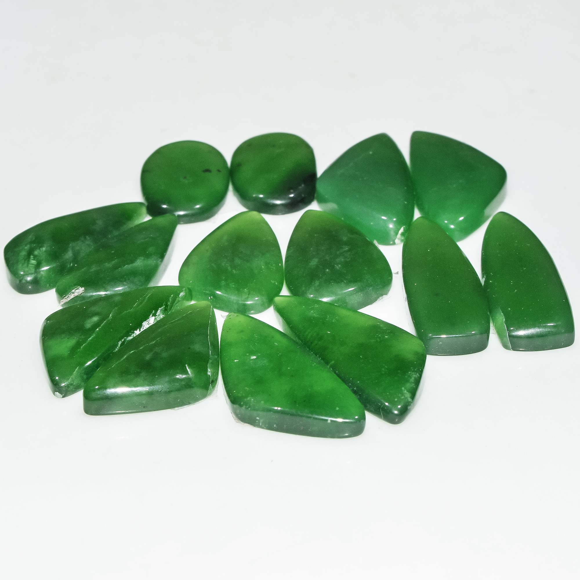 7 Pairs 139 Cts Natural Green Serpentine Loose Cabochon Gemstone Lot 29x9 19x10mm 18254