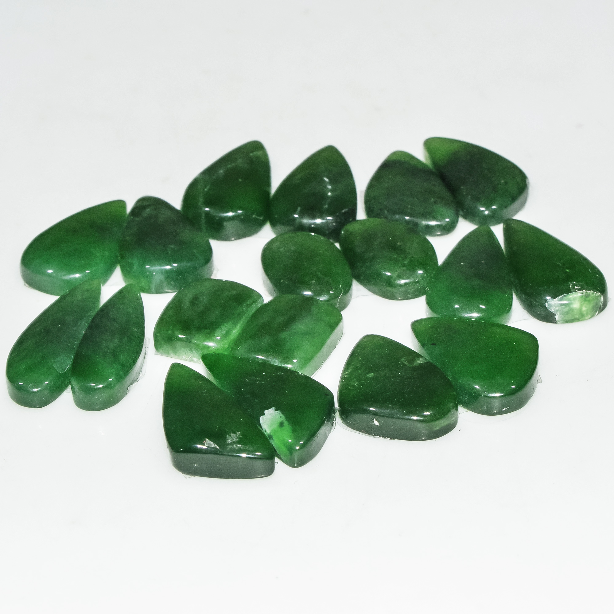 7 Pairs 126 Cts Natural Green Serpentine Loose Cabochon Gemstone Lot 22x5 10x8mm 18255