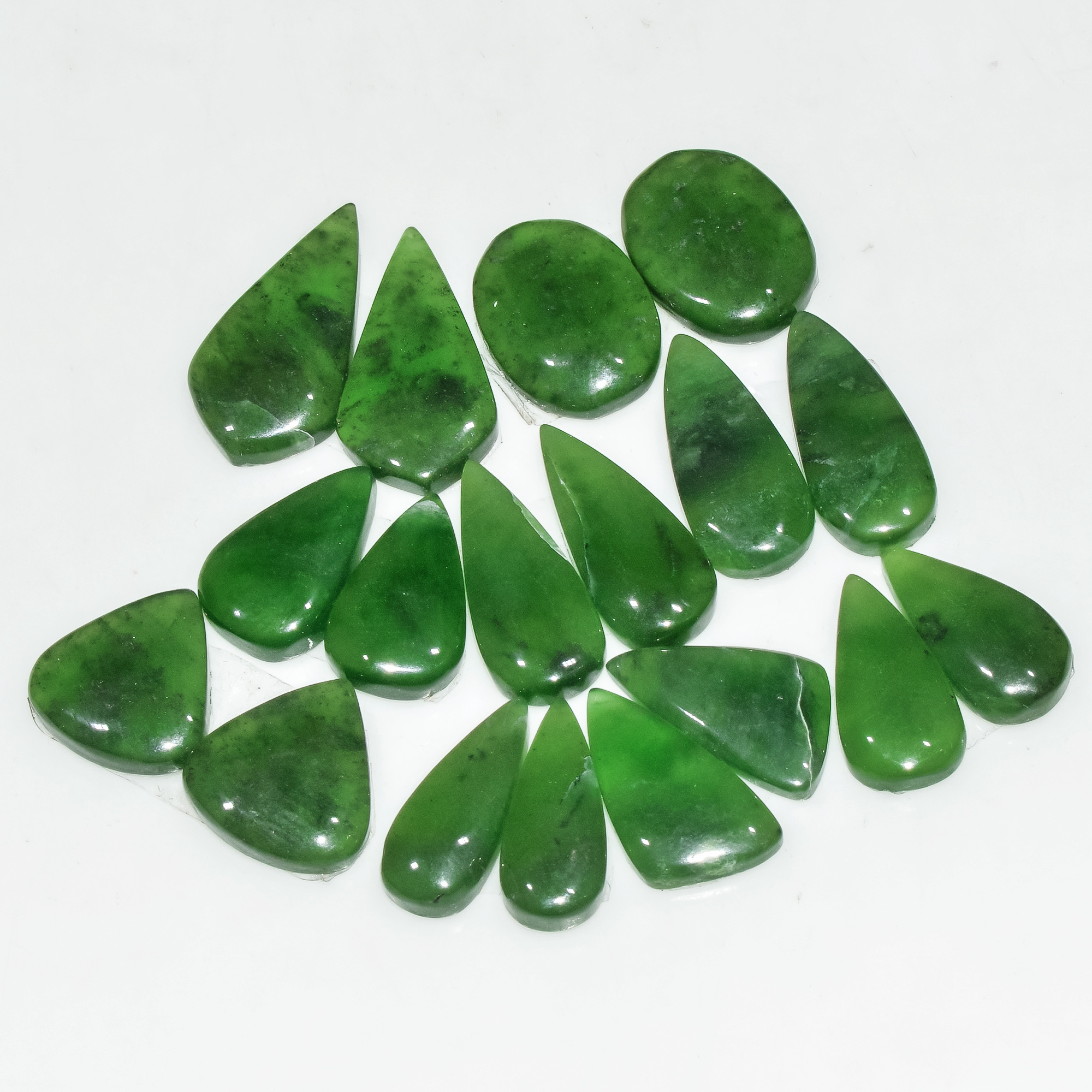 9 Pairs 105 Cts Natural Green Serpentine Loose Cabochon Gemstone Lot 21x10 14x13mm 18256