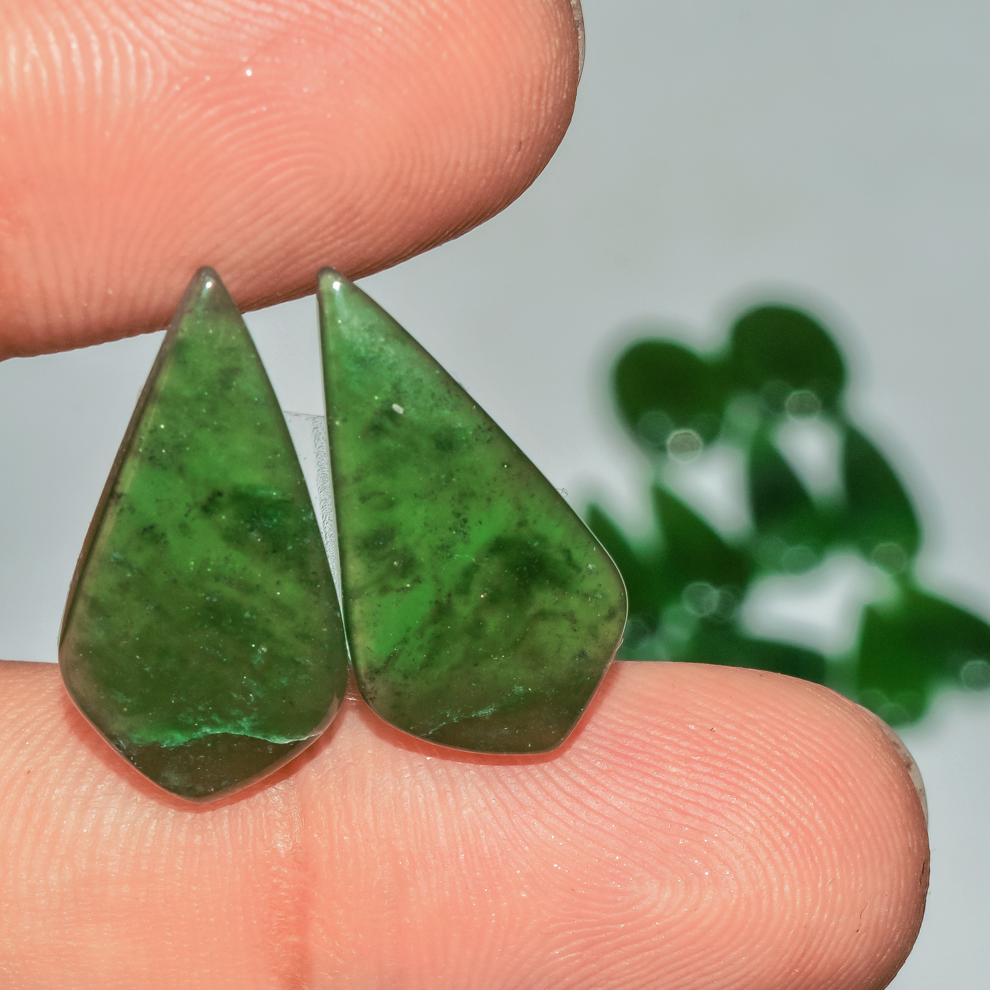 9 Pairs 105 Cts Natural Green Serpentine Loose Cabochon Gemstone Lot 21x10 14x13mm 18256