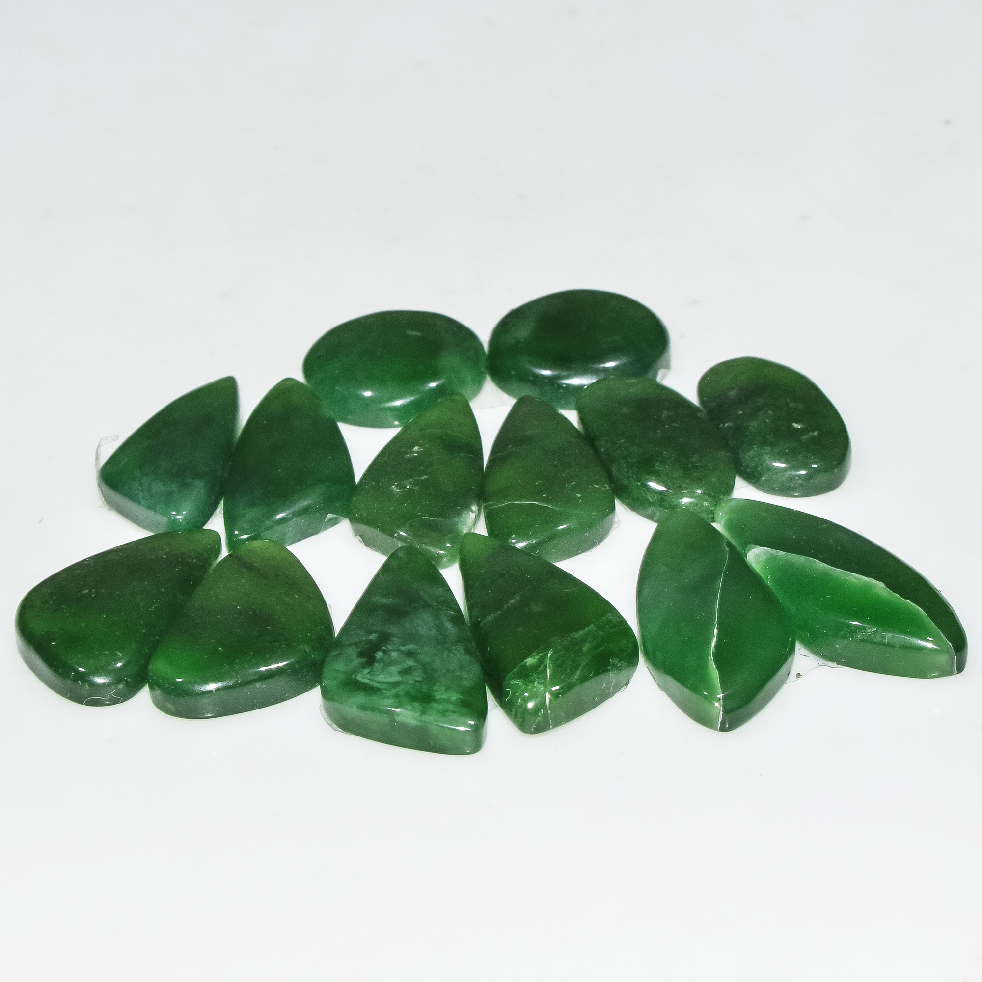 7 Pairs 138 Cts Natural Green Serpentine Gemstone Cabochon Lot For Jewelry Making 29x10 15x15mm 18257