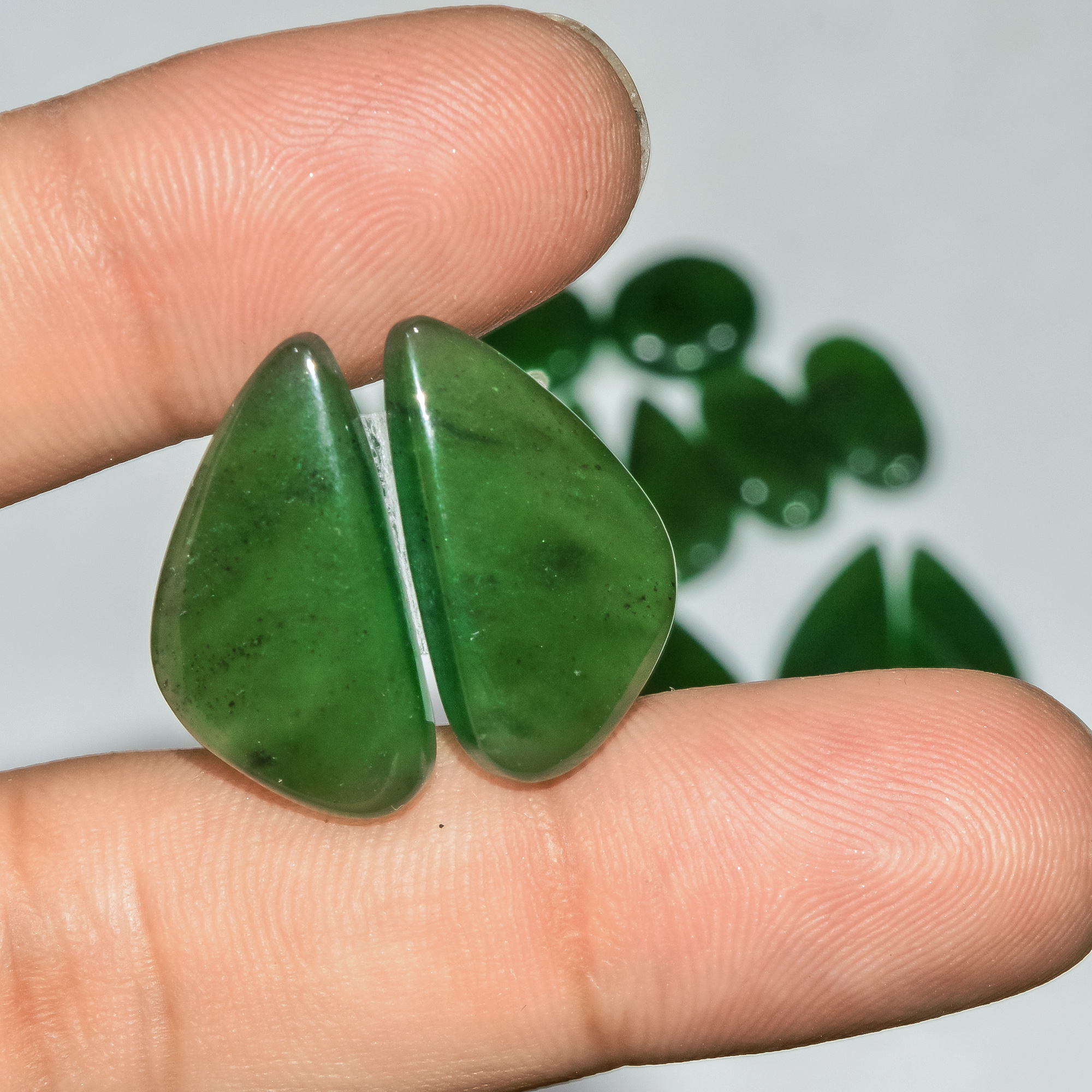 7 Pairs 138 Cts Natural Green Serpentine Gemstone Cabochon Lot For Jewelry Making 29x10 15x15mm 18257