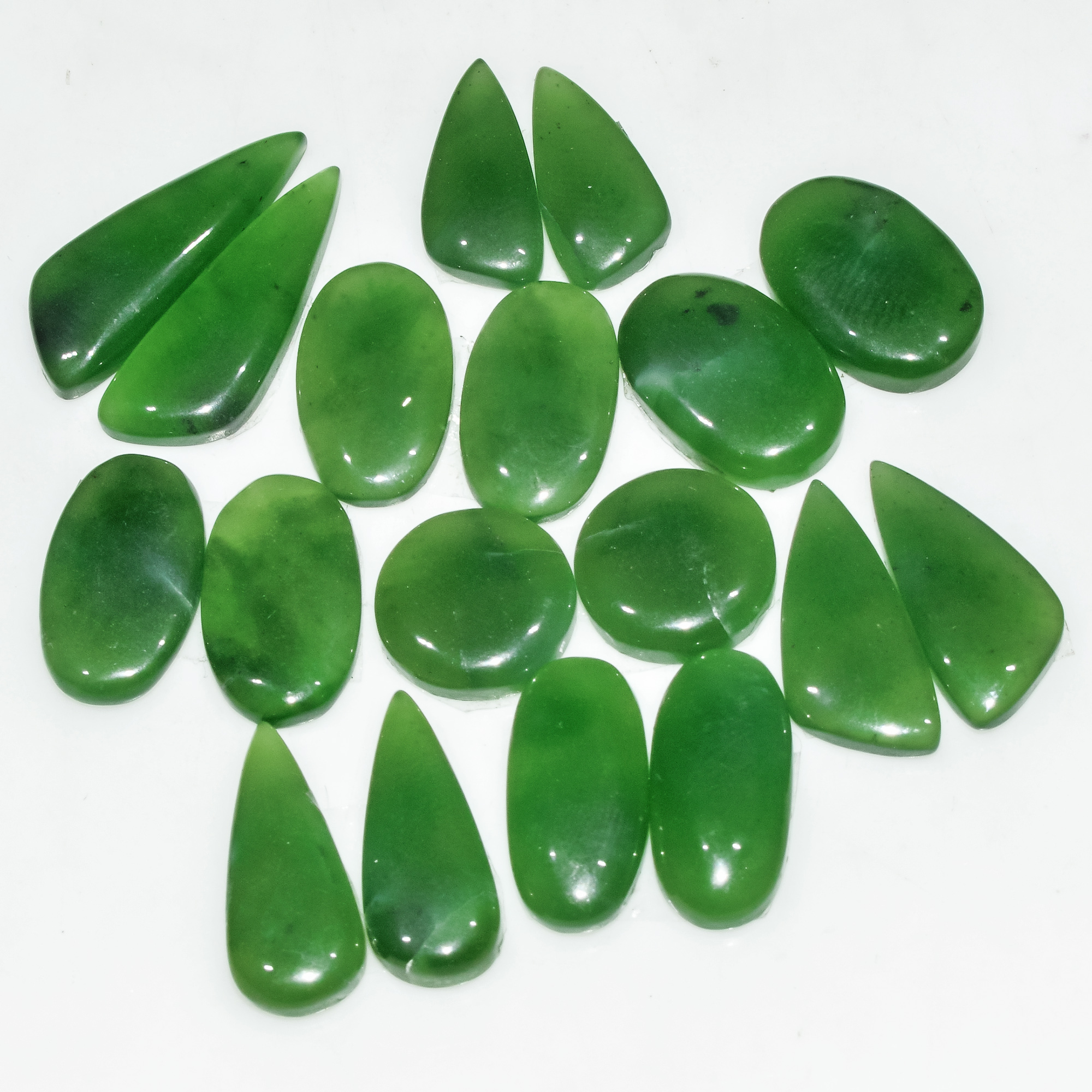 9 Pairs 122 Cts Natural Green Serpentine Gemstone Cabochon Lot For Jewelry Making 25x8 12x12mm 18258