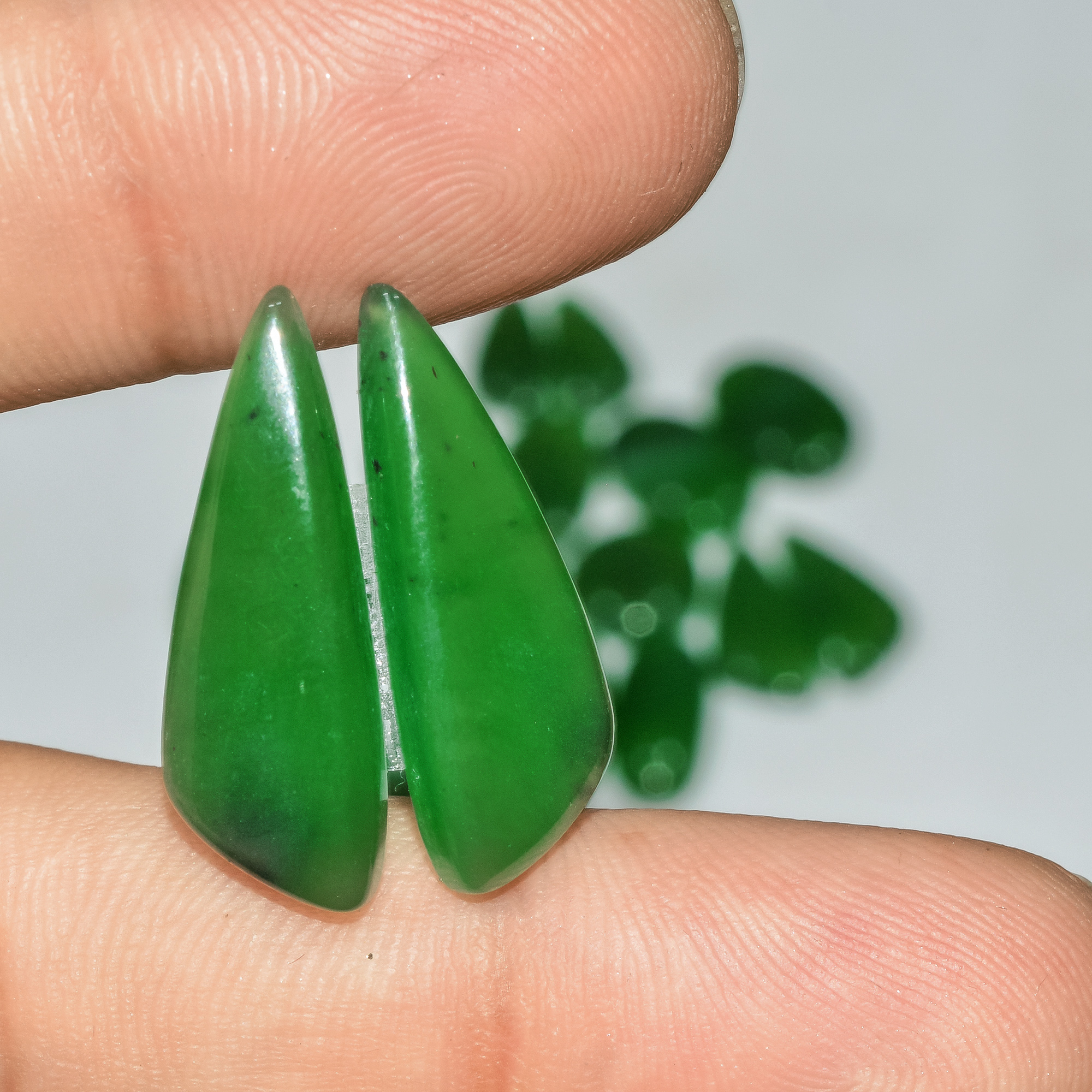 9 Pairs 122 Cts Natural Green Serpentine Gemstone Cabochon Lot For Jewelry Making 25x8 12x12mm 18258