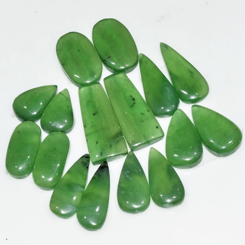 Image of 8 Pairs 136 Cts Natural Green Serpentine Gemstone Cabochon Lot For Jewelry Making 25x10 14x9mm #18259