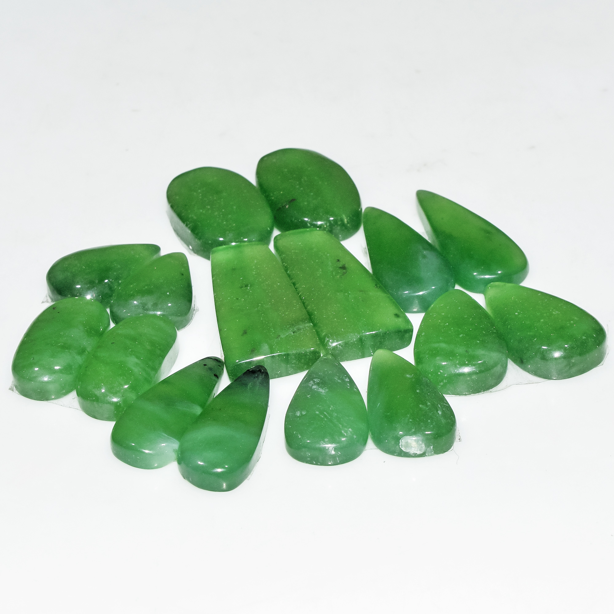 8 Pairs 136 Cts Natural Green Serpentine Gemstone Cabochon Lot For Jewelry Making 25x10 14x9mm 18259