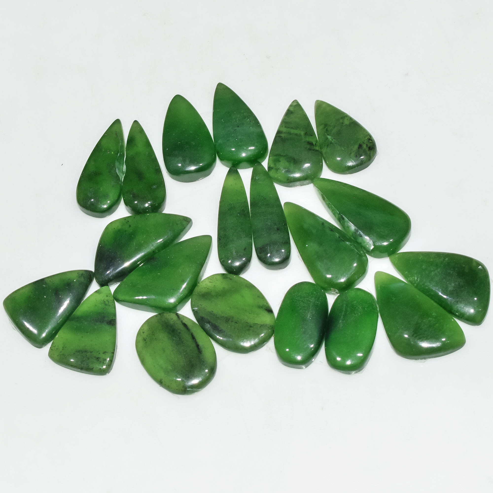 10 Pairs 127 Cts Natural Green Serpentine Gemstone Cabochon Lot For Jewelry Making 20x10 15x8mm 18260