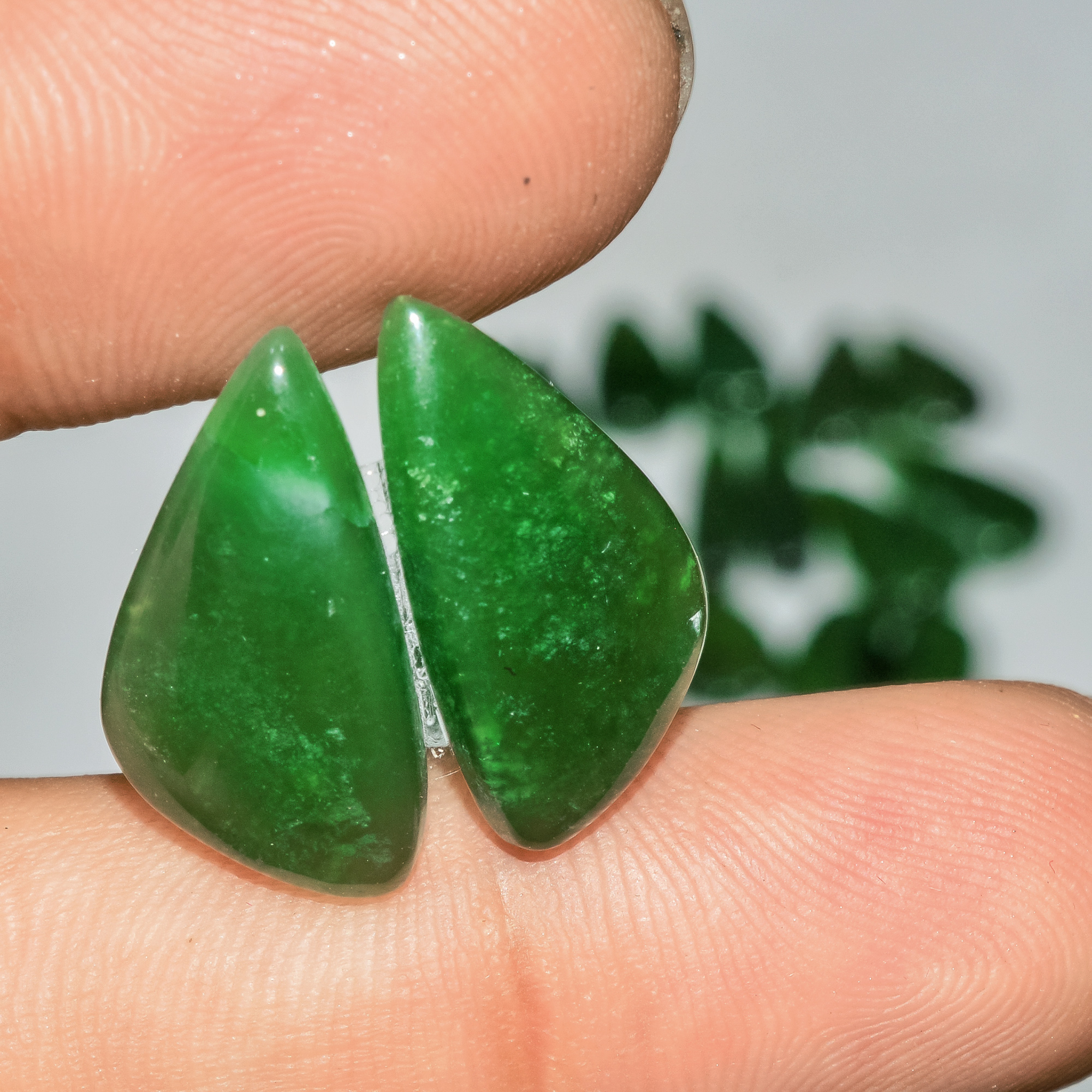 10 Pairs 127 Cts Natural Green Serpentine Gemstone Cabochon Lot For Jewelry Making 20x10 15x8mm 18260