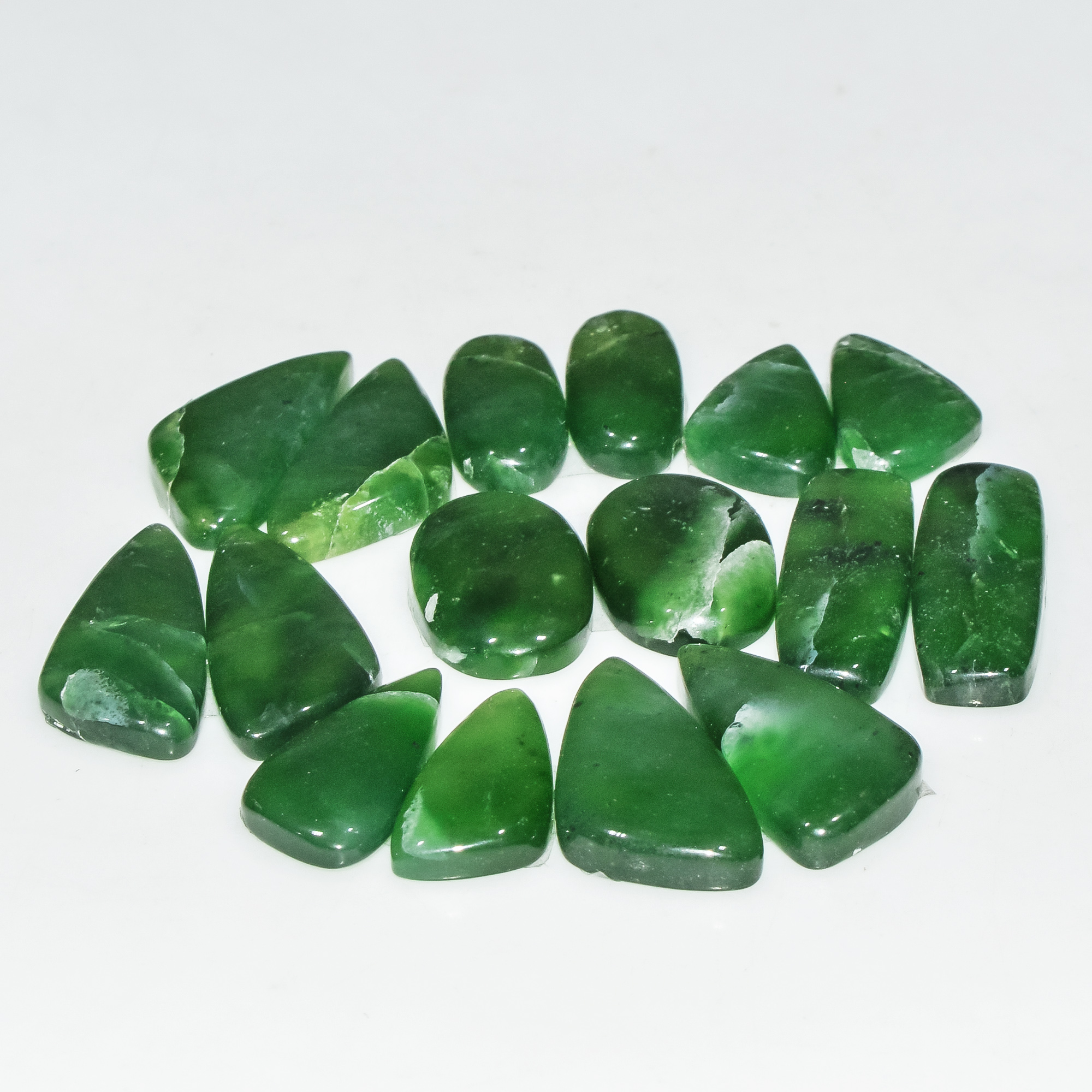 8 Pairs 154 Cts Natural Green Serpentine Gemstone Cabochon Lot For Jewelry Making 28x8 19x10mm 18261