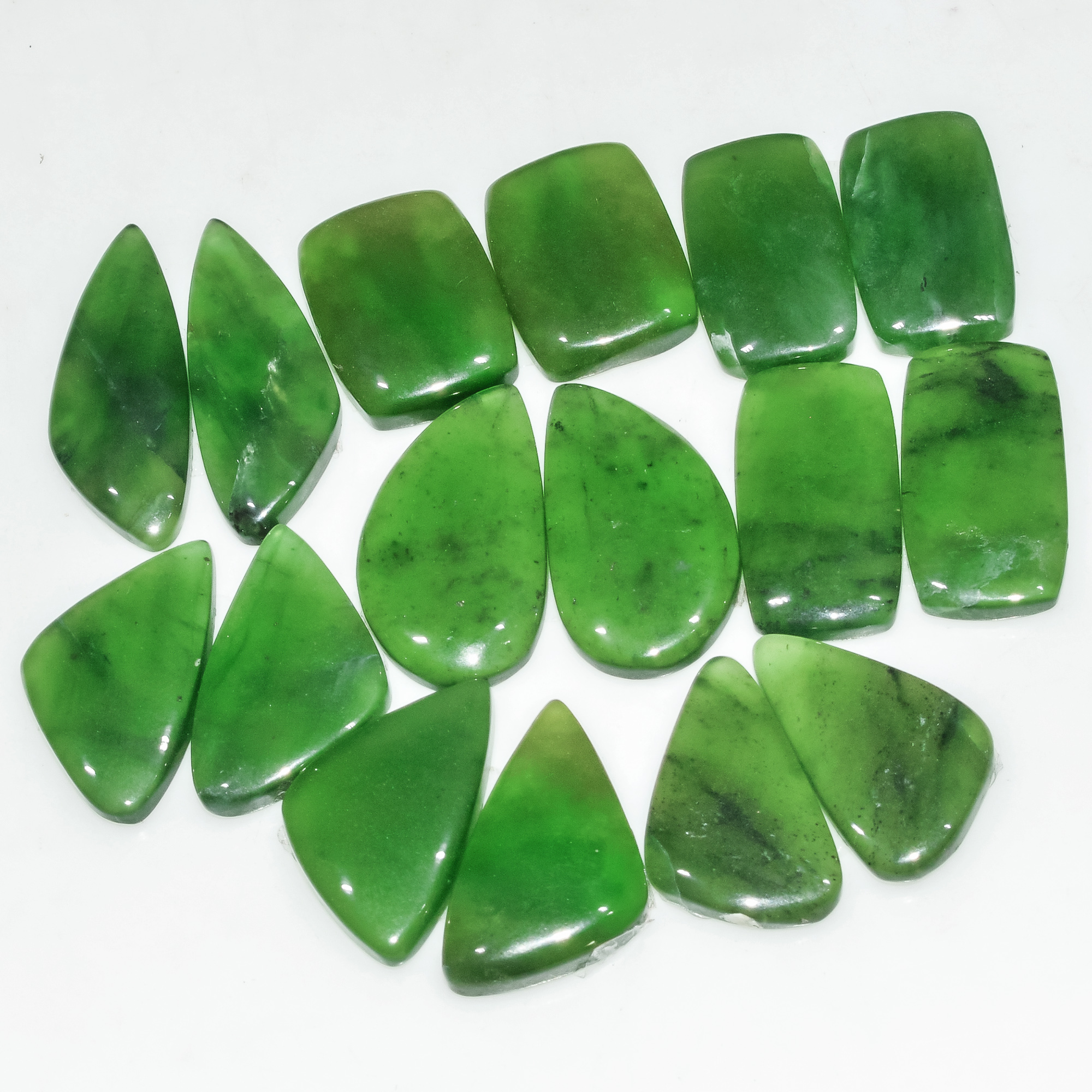 8 Pairs 152 Cts Natural Green Serpentine Gemstone Cabochon Lot For Jewelry Making 25x10 15x11mm 18264